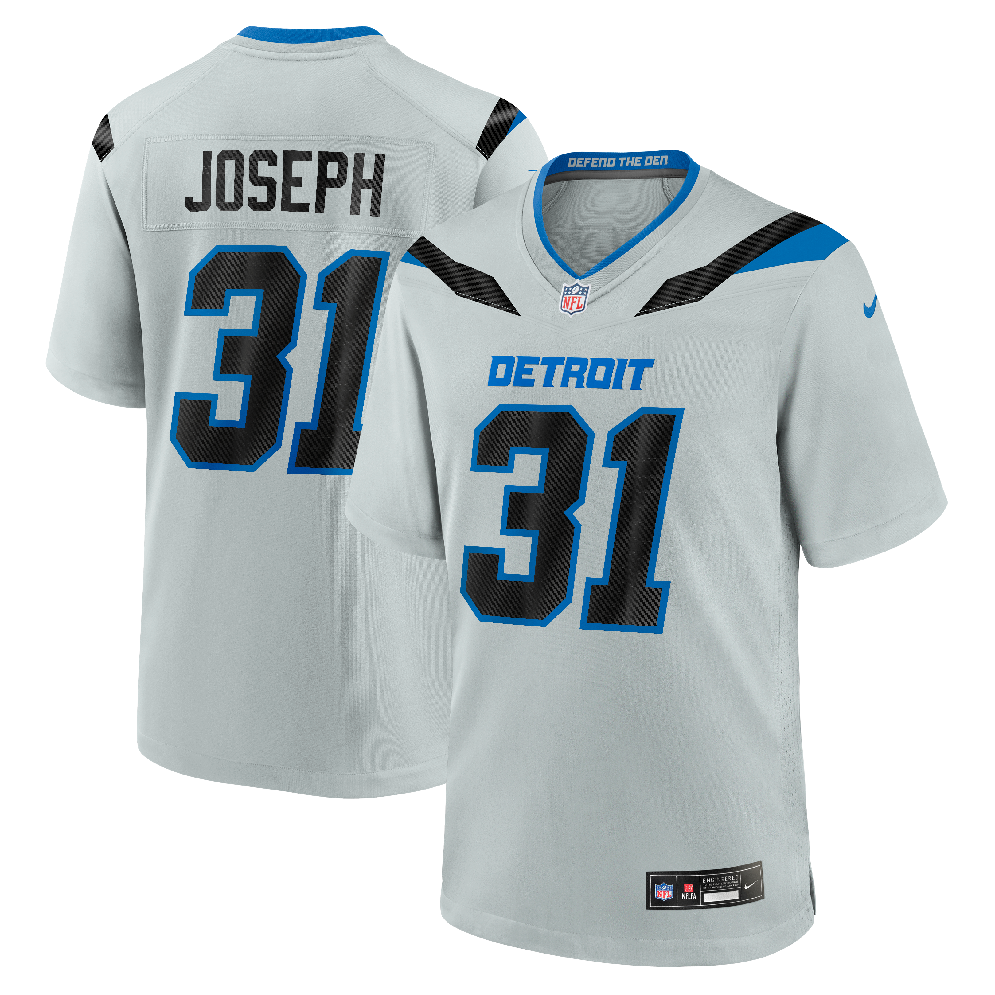 Men's Nike Kerby Joseph Silver Detroit Lions 2026 Rivalries Collection Game Jersey