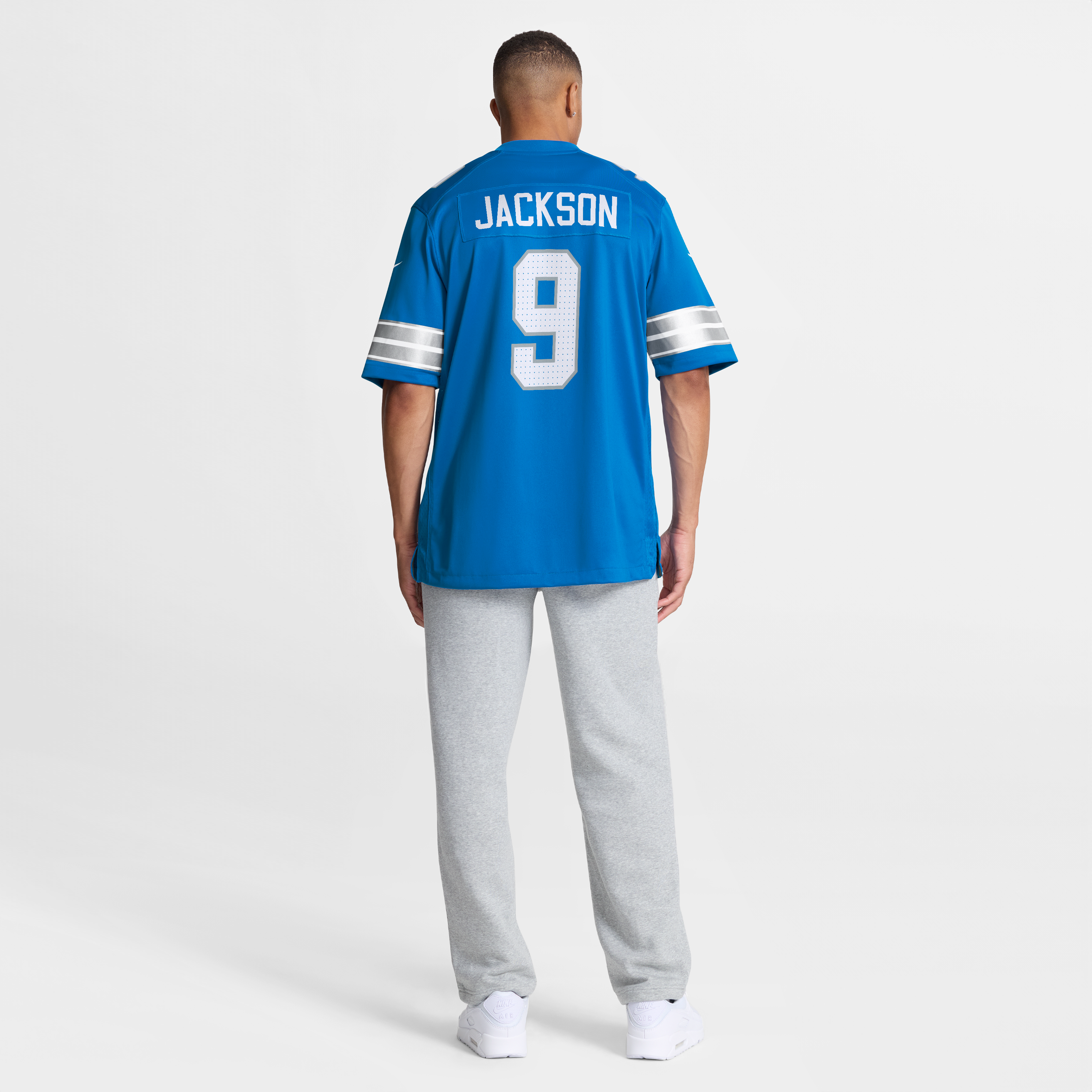 Maillot de match Nike Lucky Jackson bleu des Lions Détroit pour homme
