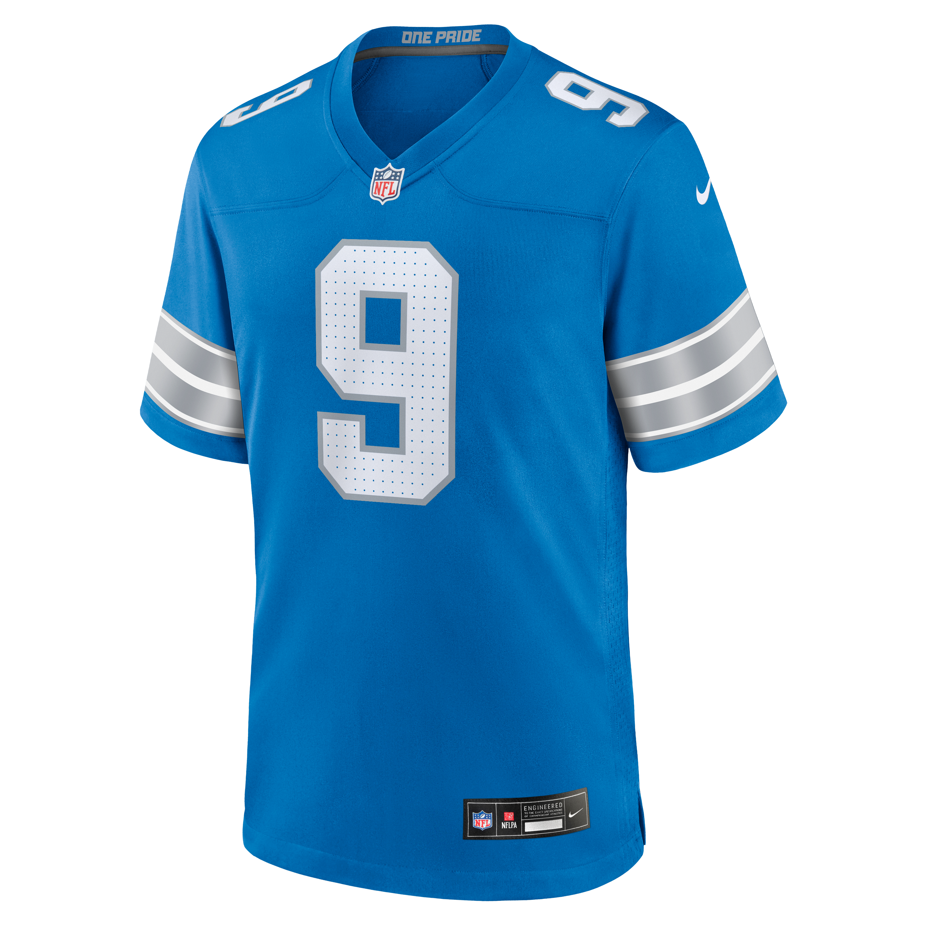 Maillot de match Nike Lucky Jackson bleu des Lions Détroit pour homme