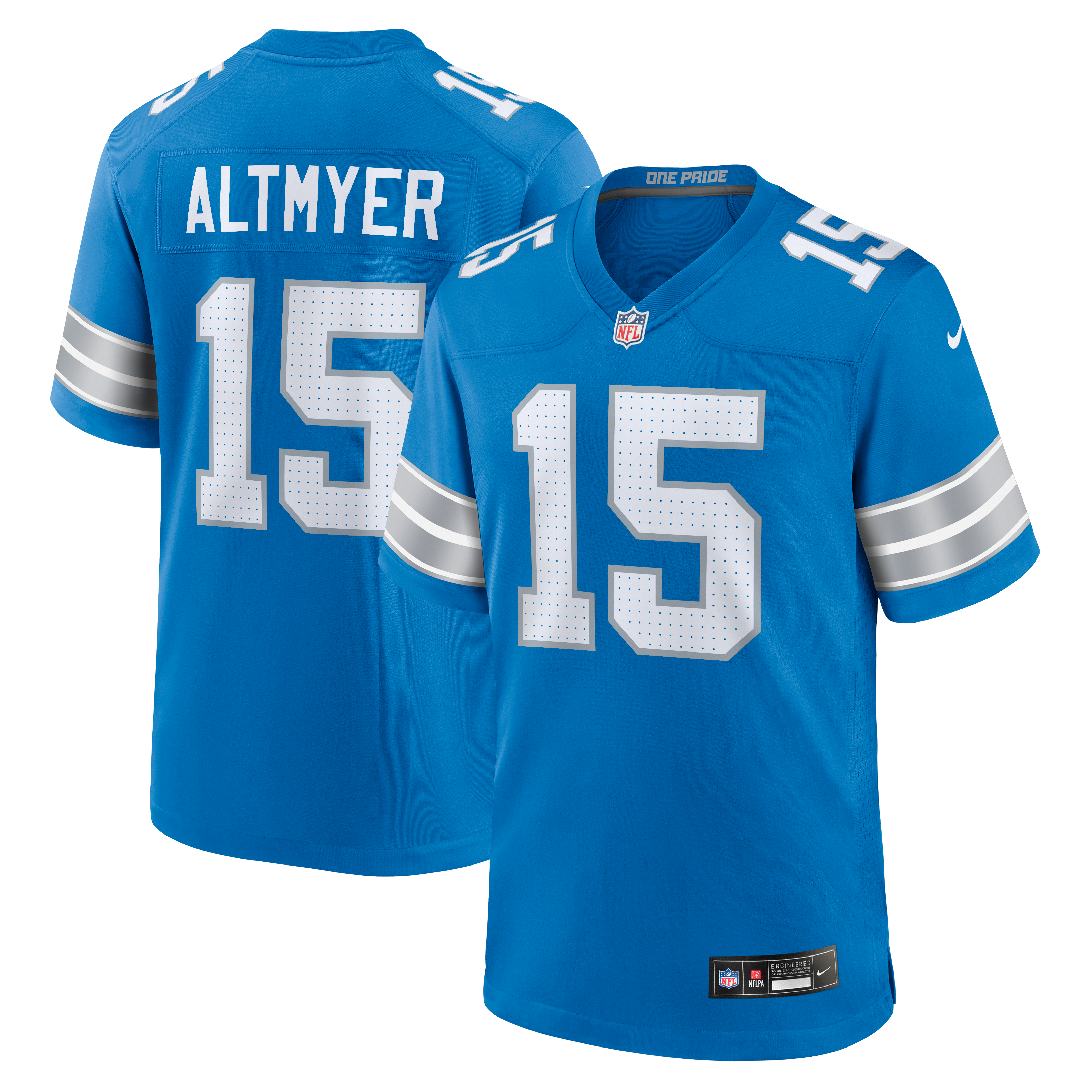 Men's Nike Luke Altmyer Blue Detroit Lions Team Game Jersey