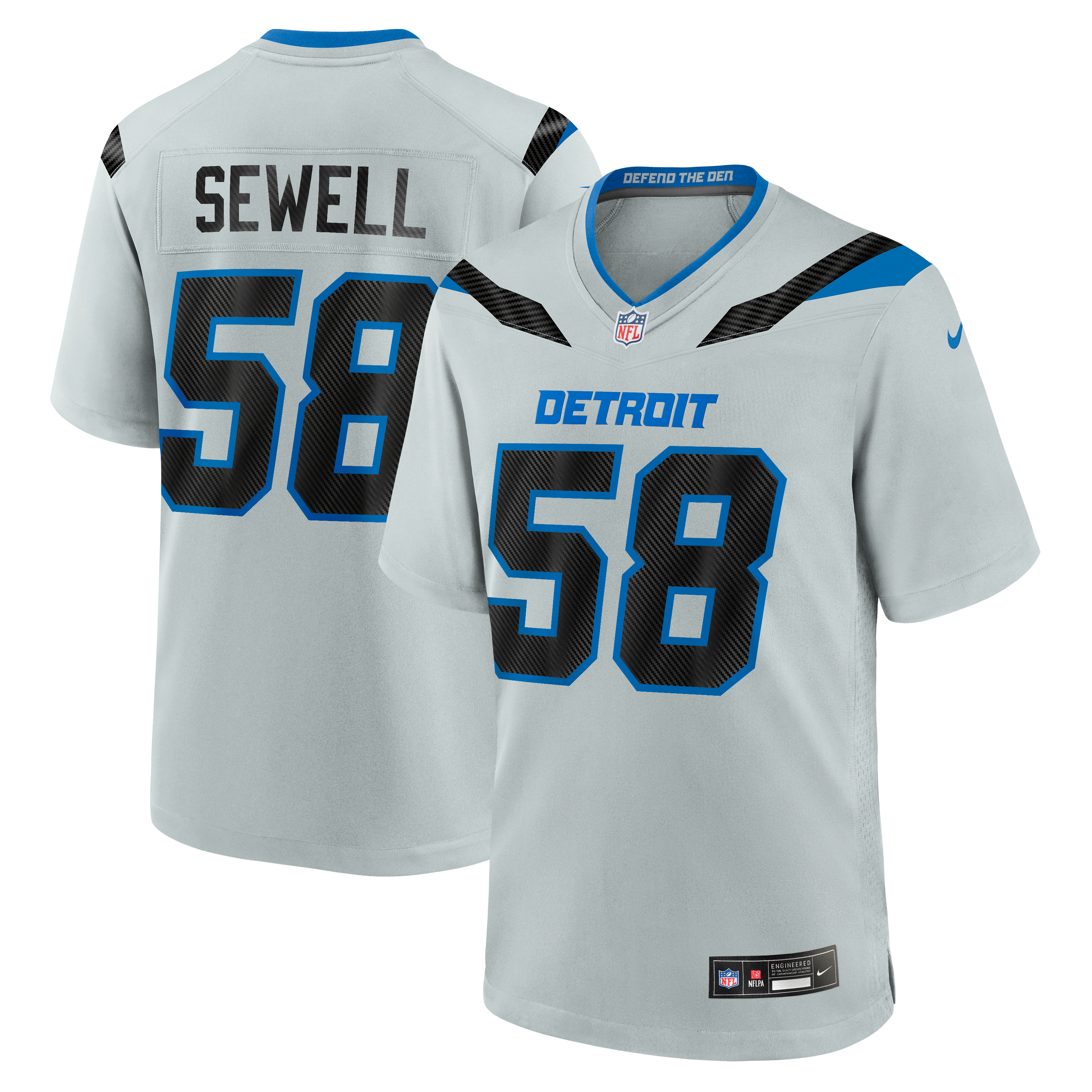 Men's Nike Penei Sewell Silver Detroit Lions 2026 Rivalries Collection Game Jersey