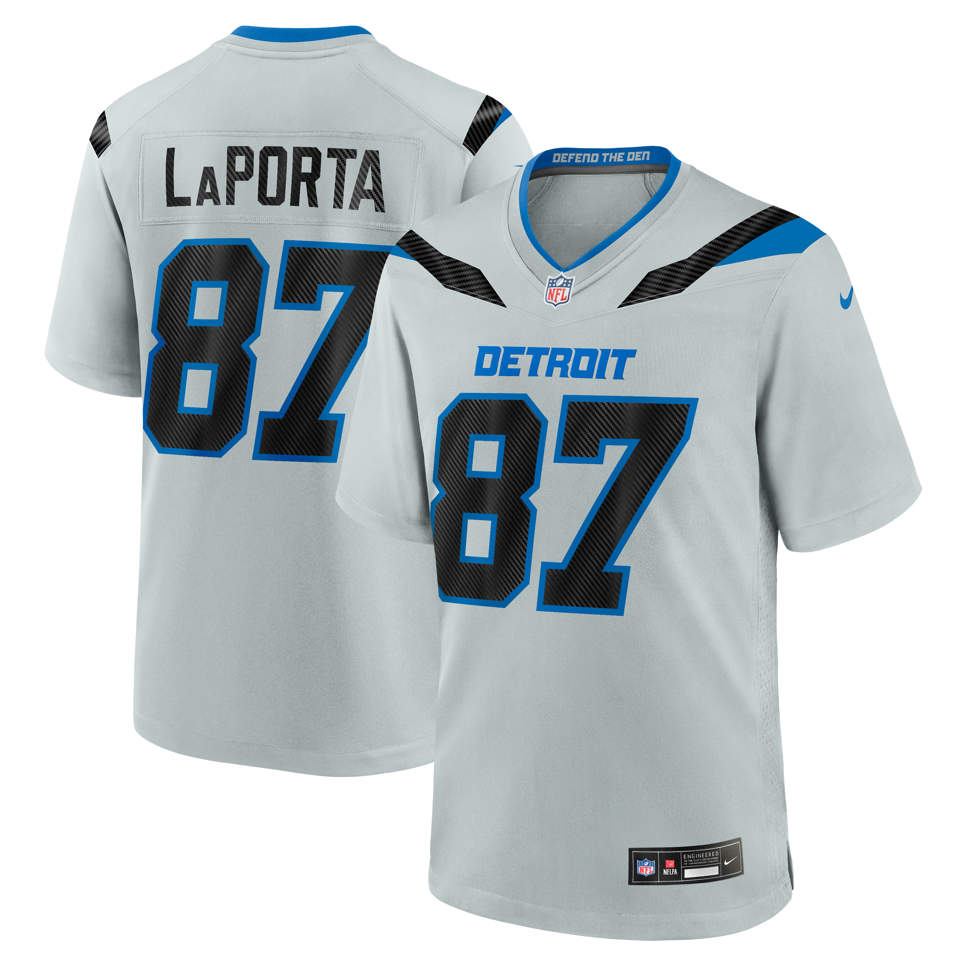 Men's Nike Sam LaPorta Silver Detroit Lions 2026 Rivalries Collection Game Jersey