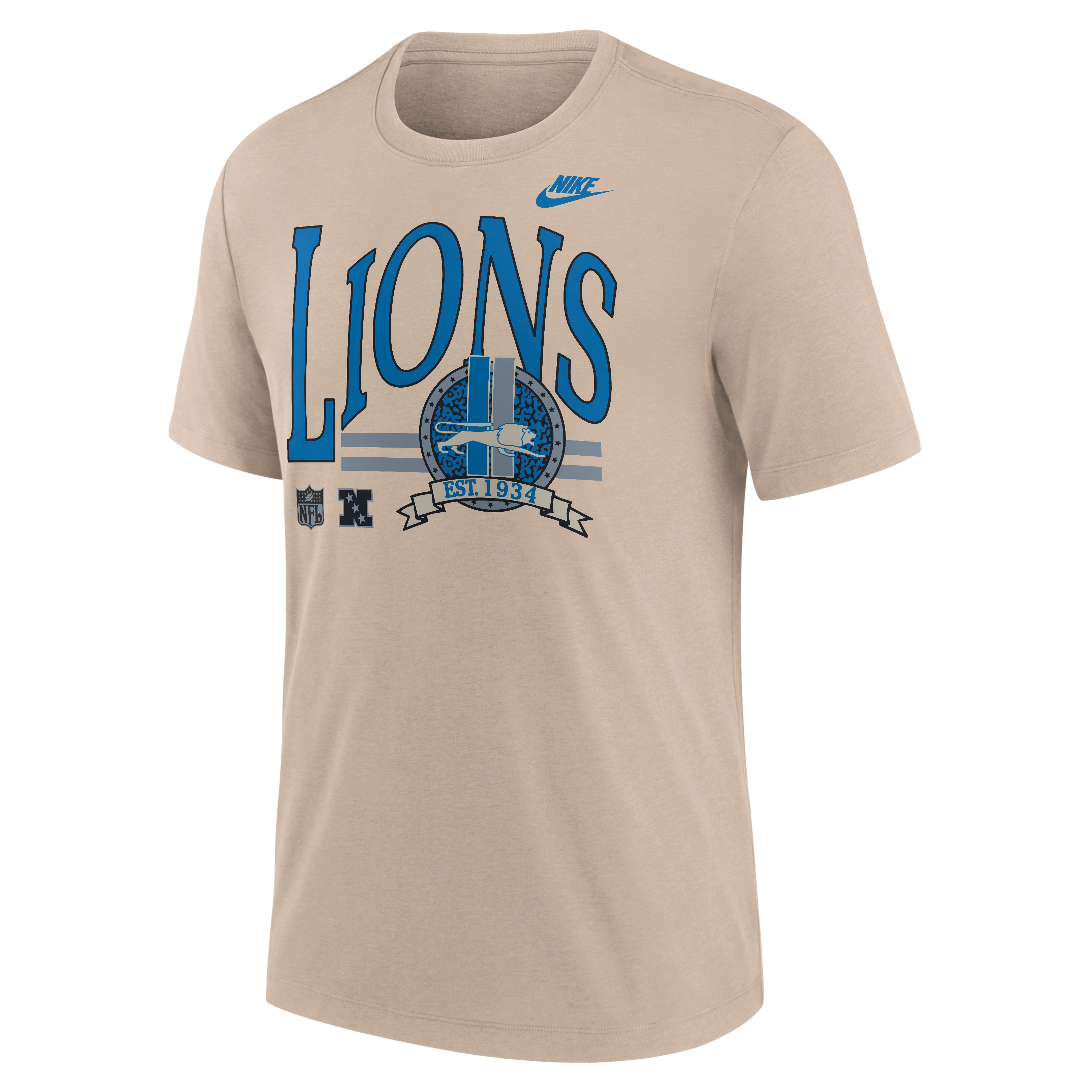 Men's Nike Sand Detroit Lions Rewind Tri-Blend T-Shirt