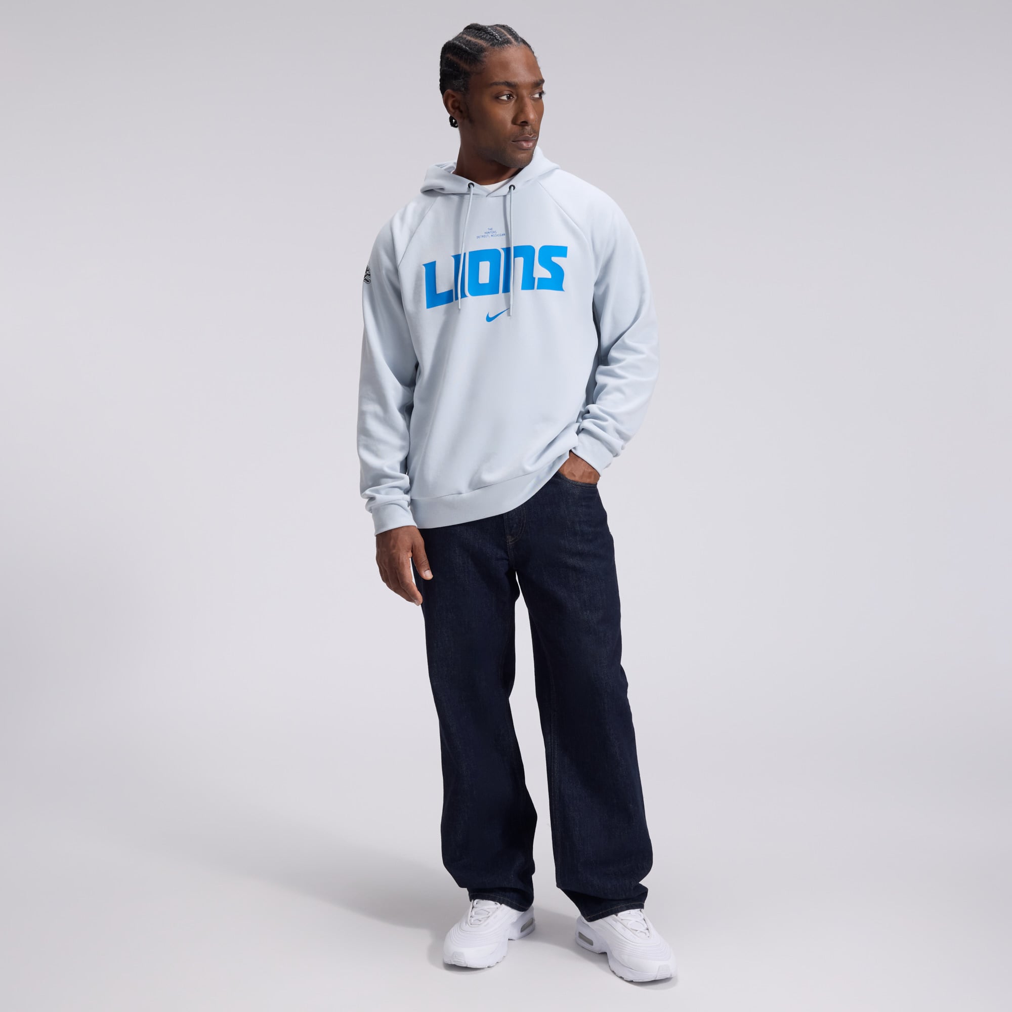 Men's Nike Silver Detroit Lions 2026 Rivalries Collection Dri-FIT Pullover Hoodie