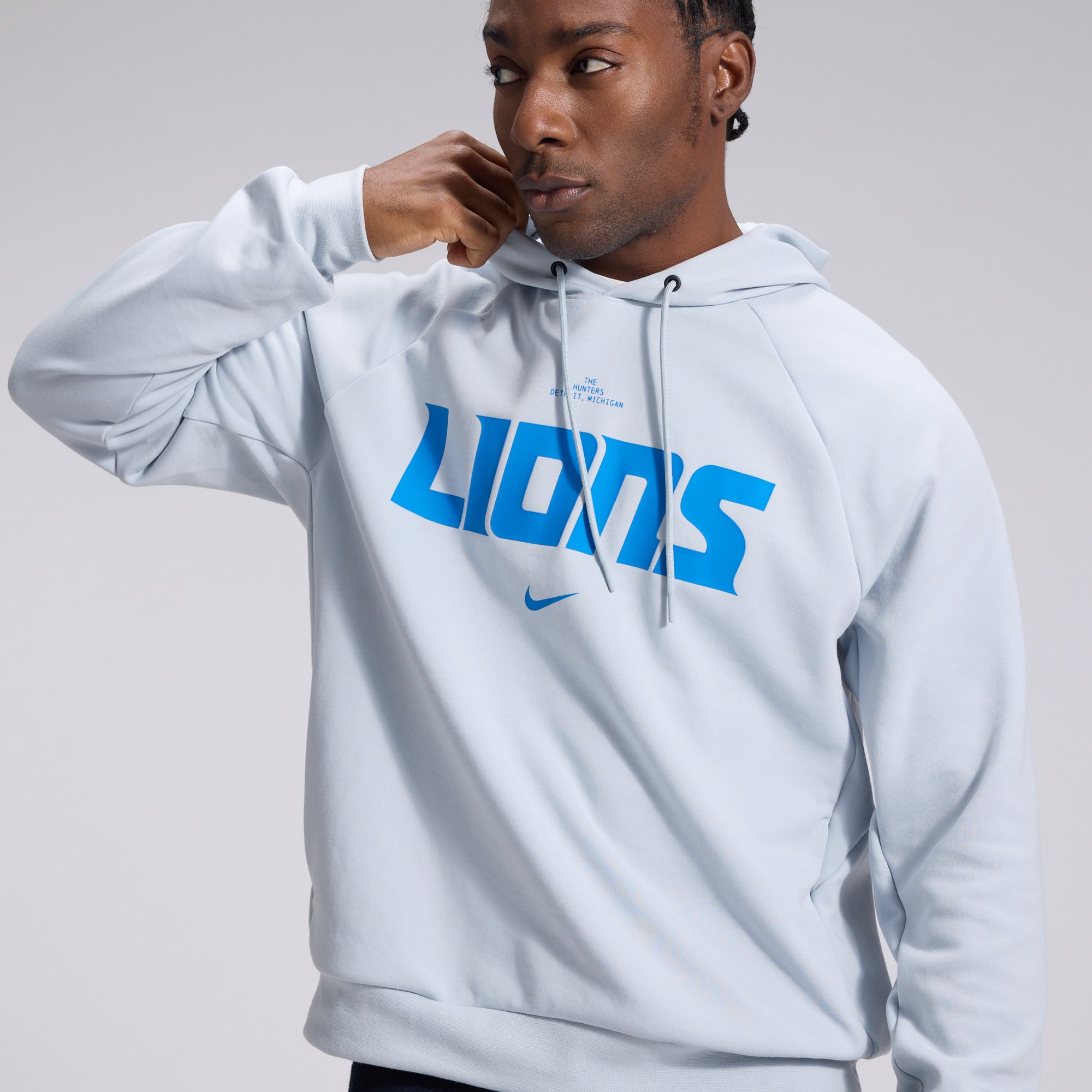 Men's Nike Silver Detroit Lions 2026 Rivalries Collection Dri-FIT Pullover Hoodie