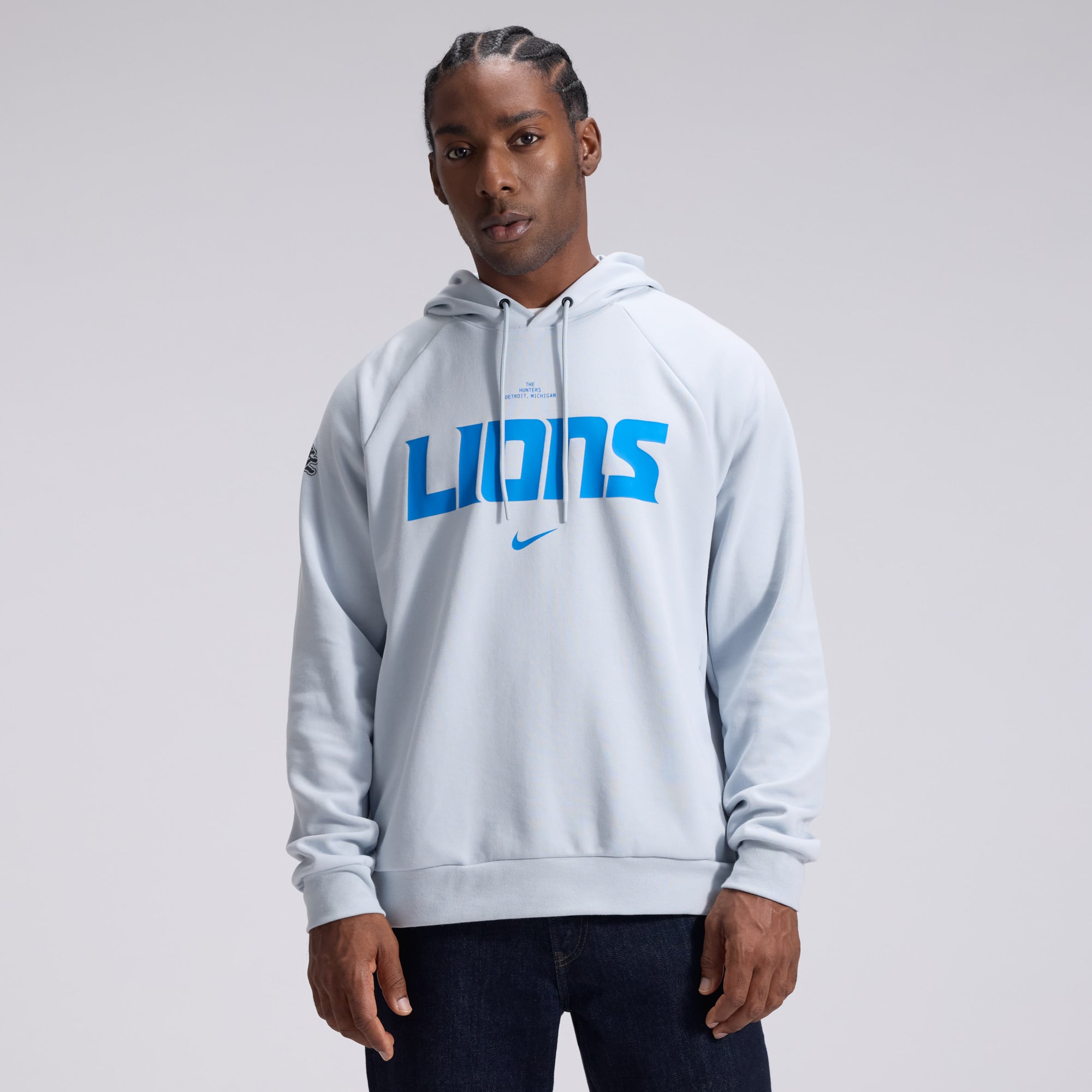 Men's Nike Silver Detroit Lions 2026 Rivalries Collection Dri-FIT Pullover Hoodie