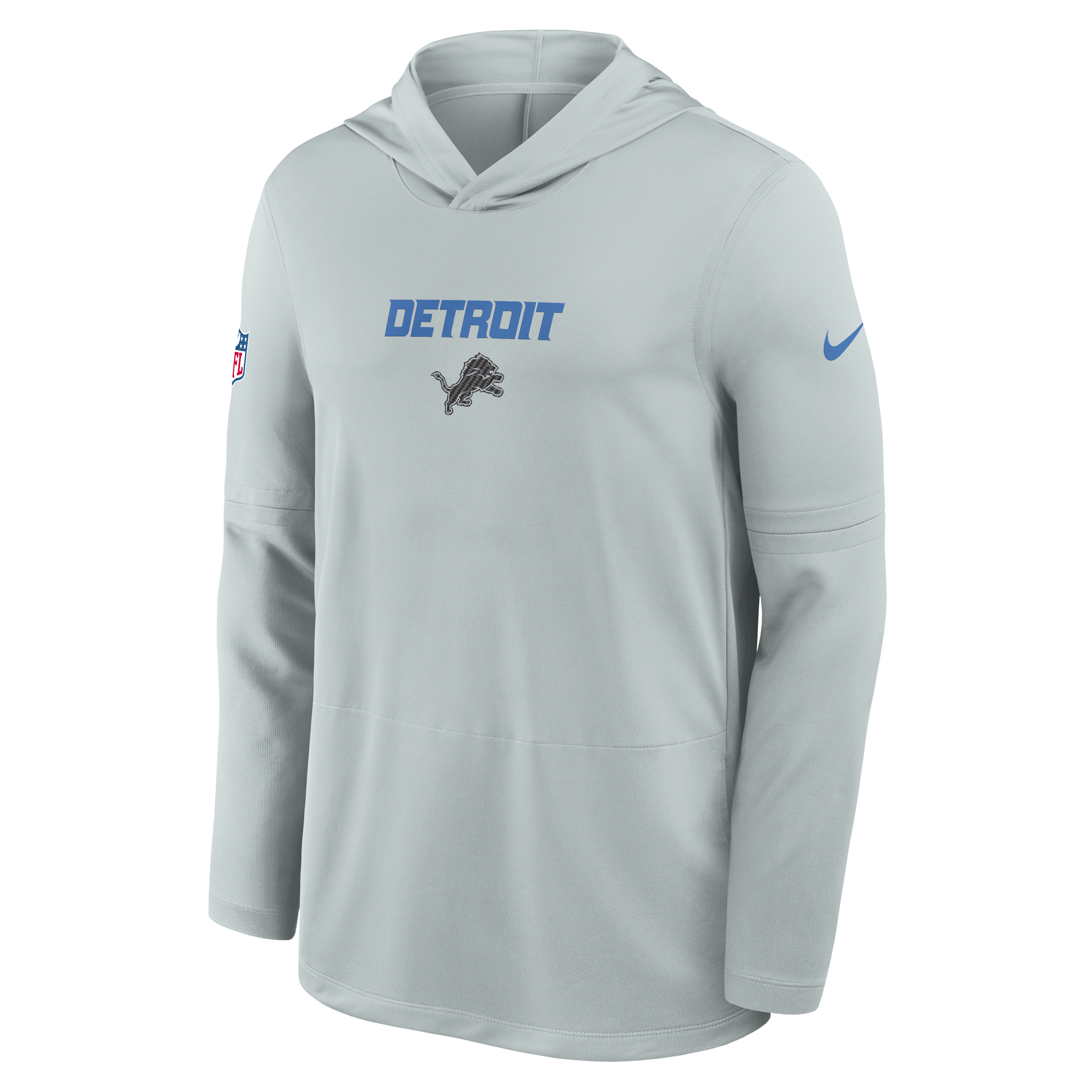 Men's Nike  Silver Detroit Lions 2026 Rivalries Collection Sideline Lightweight Hooded Long Sleeve Top