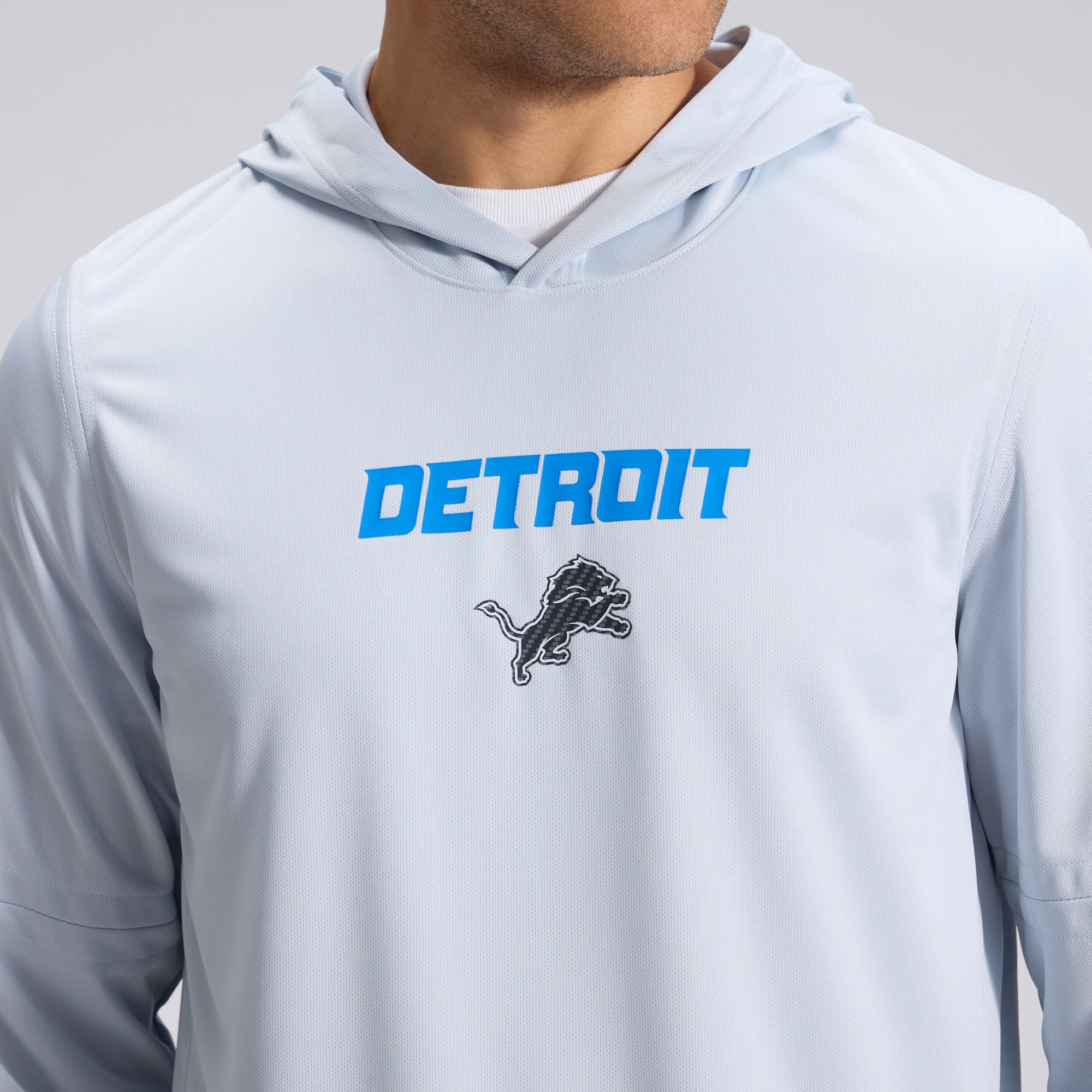 Men's Nike  Silver Detroit Lions 2026 Rivalries Collection Sideline Lightweight Hooded Long Sleeve Top
