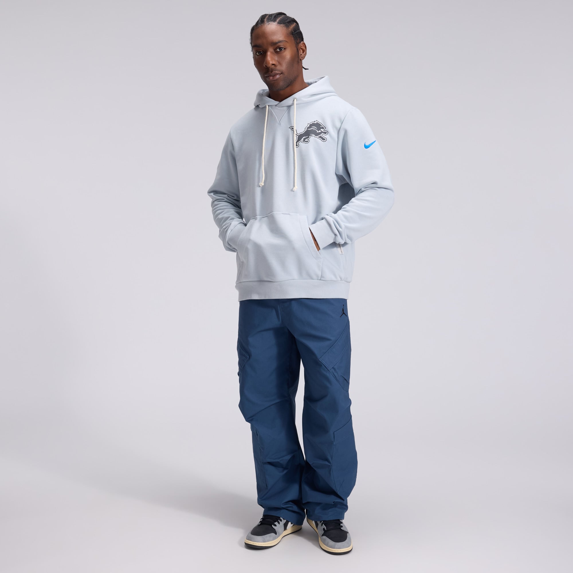 Men's Nike  Silver Detroit Lions 2026 Rivalries Collection Standard Issue Sideline Pullover Hoodie