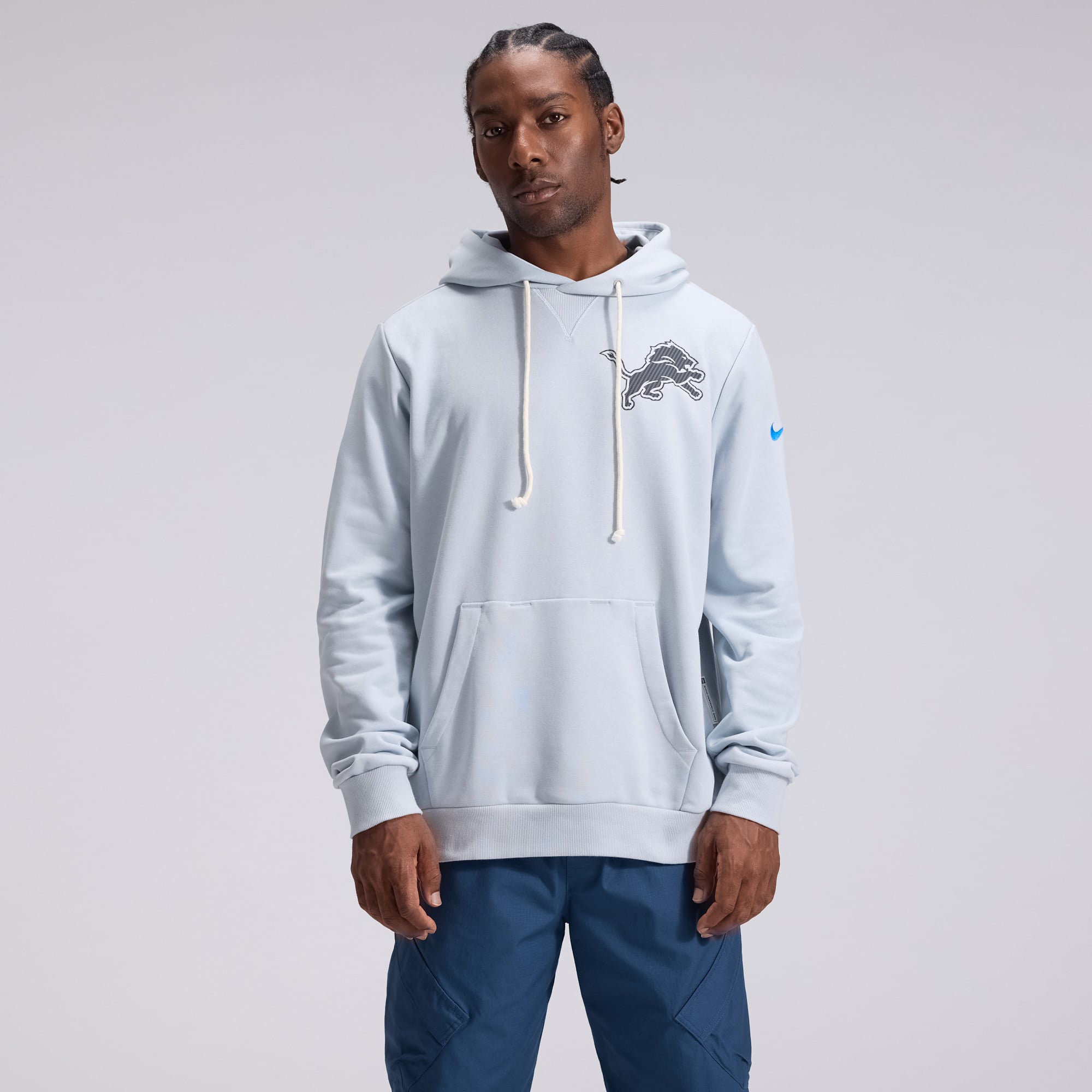 Men's Nike Silver Detroit Lions 2026 Rivalries Collection Standard Issue Sideline Pullover Hoodie