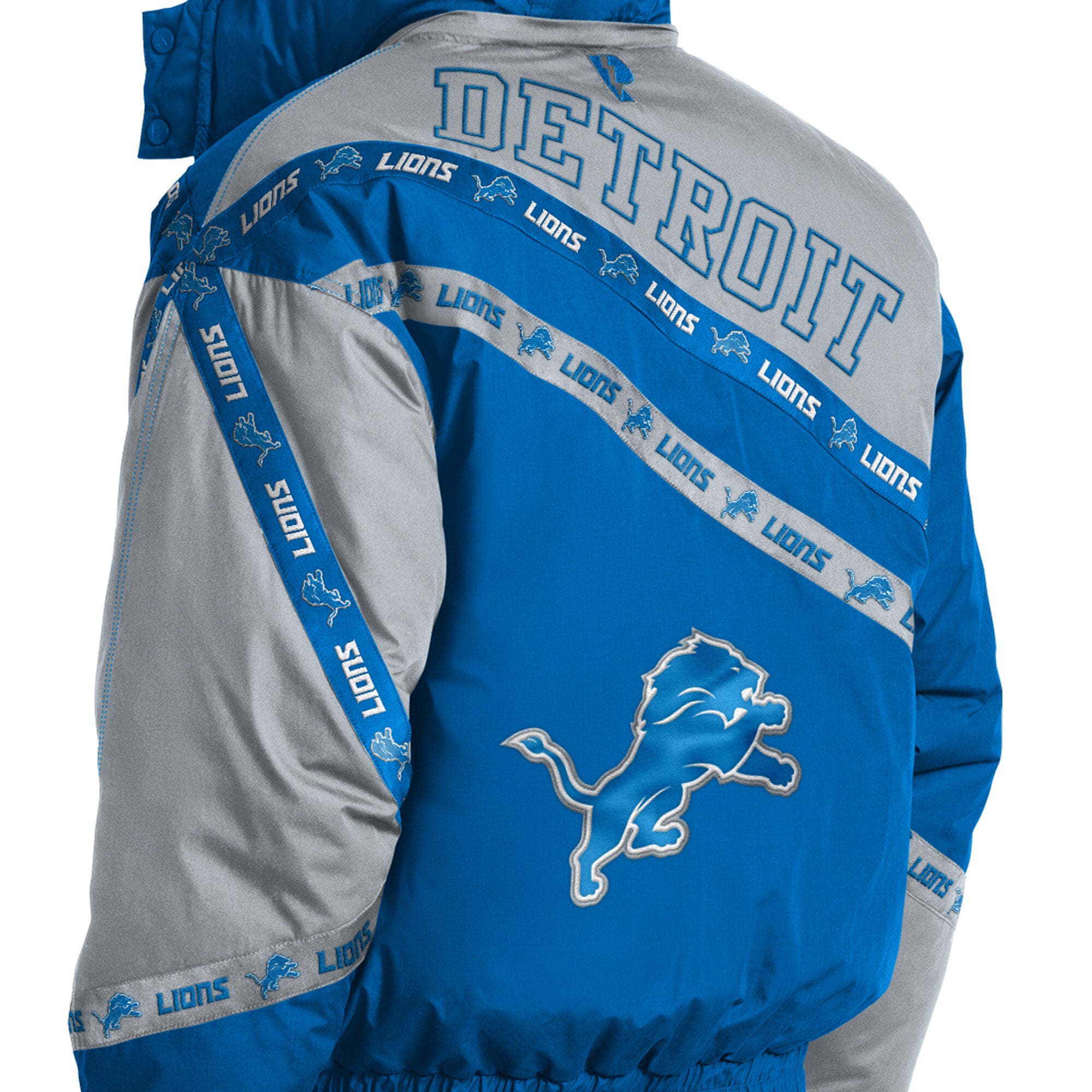 Veste zippée intégrale Detroit Lions bleue Pro Player pour homme, à capuche amovible.