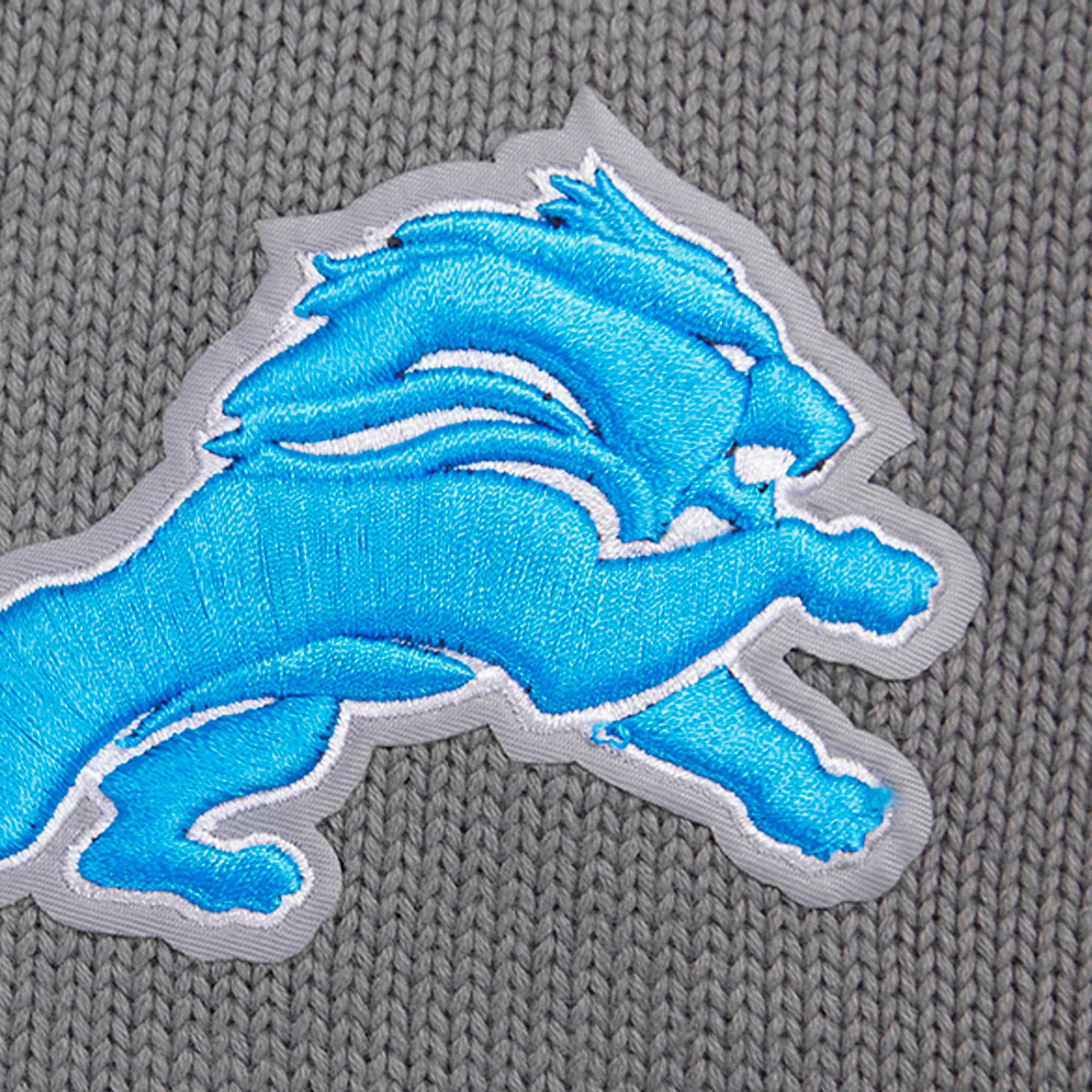 Men's Pro Standard Gray Detroit Lions Crewneck Pullover Sweater & Cuffed Knit Hat Box Gift Set