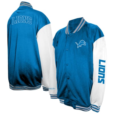  Detroit Lions Profile Big & Tall Full-Snap Varsity Jacket - Blue