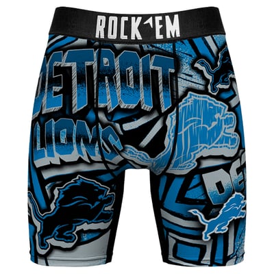  Detroit Lions Rock Em Socks Sketched Out Boxer Briefs - Blue