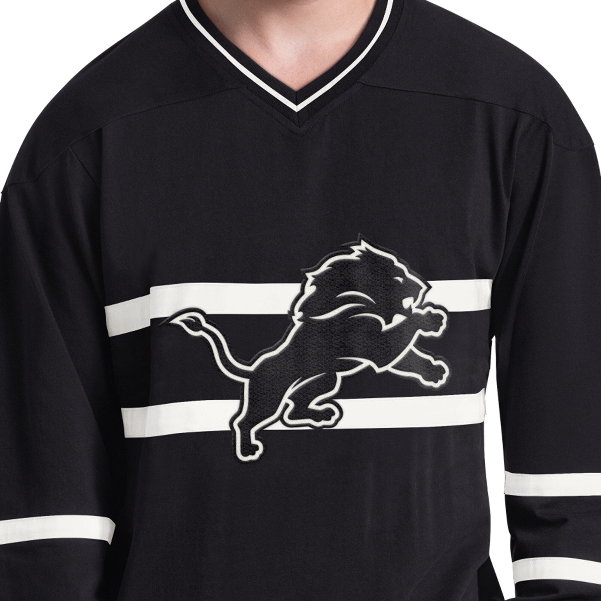 T-shirt à manches longues pour homme Starter noir et blanc Detroit Lions Lineup