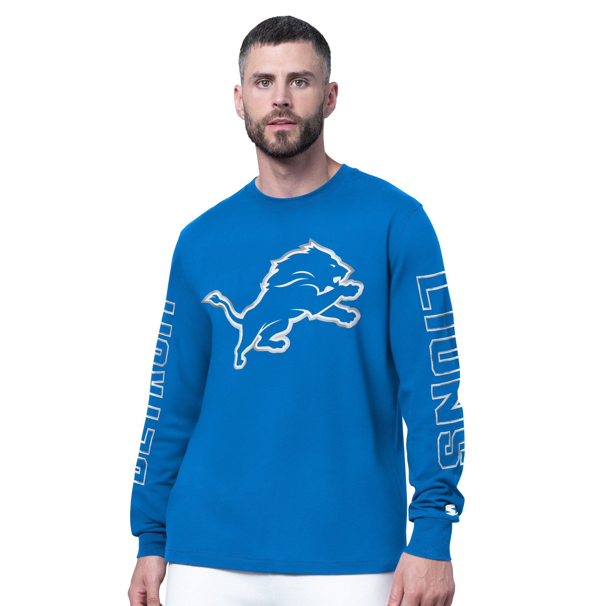 T-shirt à manches longues Starter Blue Detroit Lions Clutch Hit II pour homme