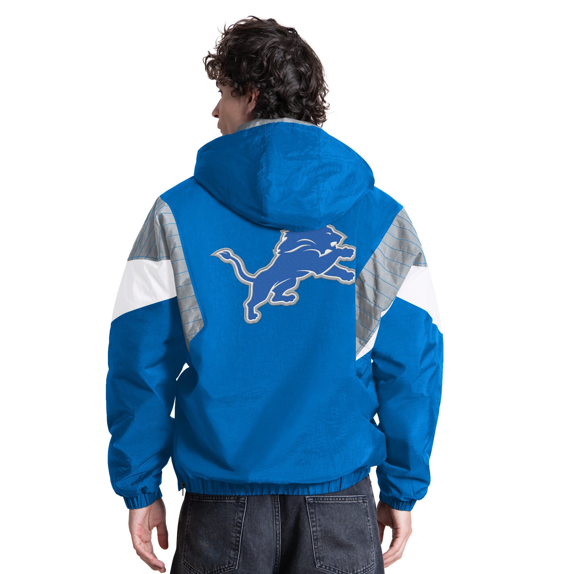Veste à capuche demi-zip Starter bleue Detroit Lions pour homme