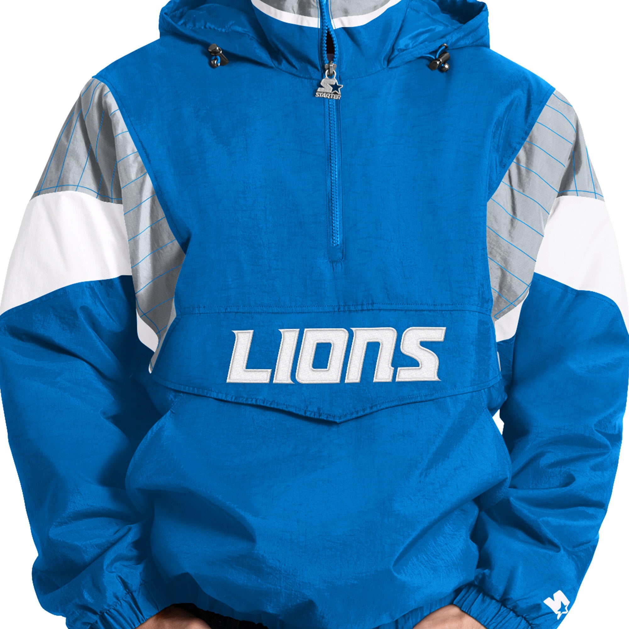 Veste à capuche demi-zip Starter bleue Detroit Lions pour homme
