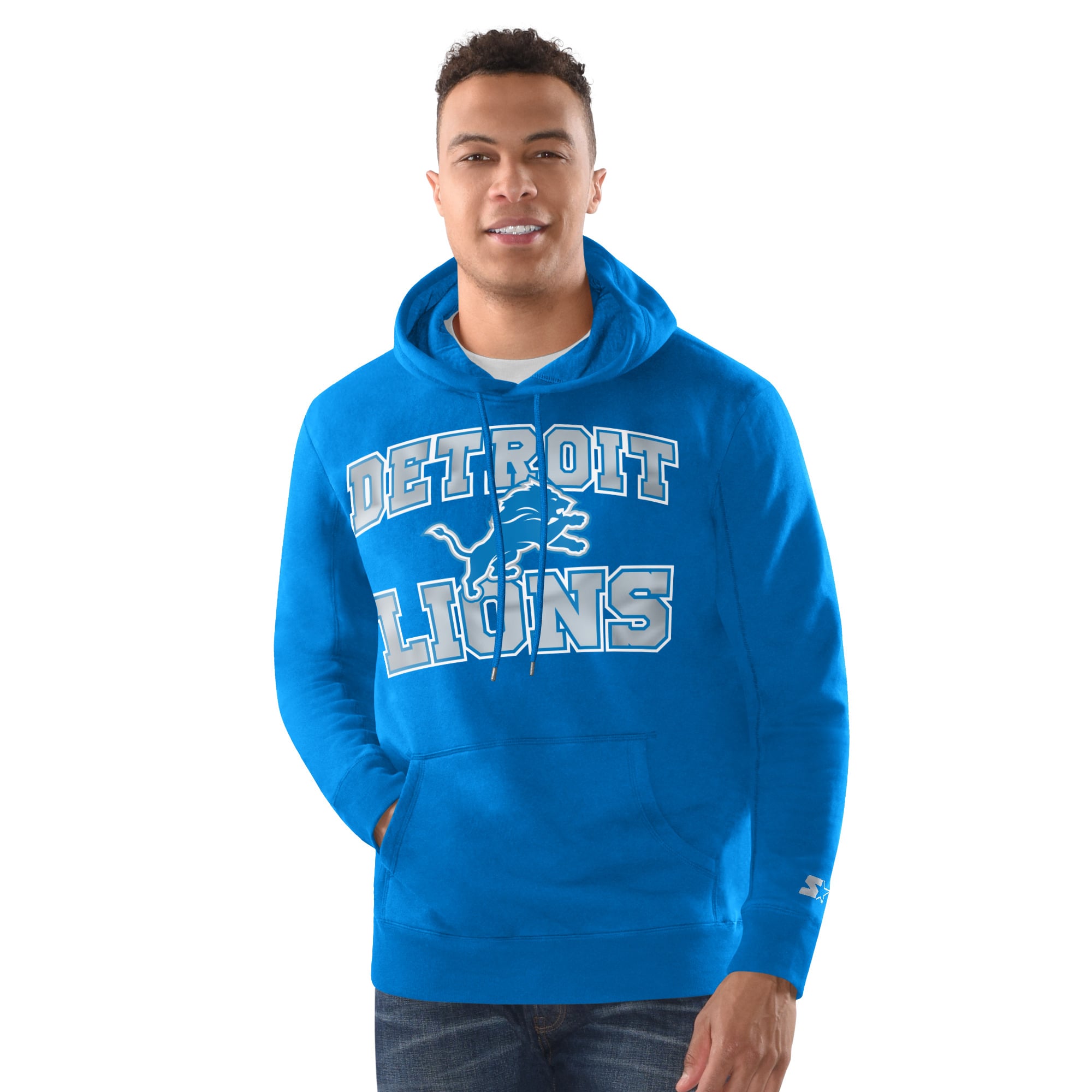 Ensemble sweat à capuche et bonnet revers bleu Detroit Lions pour homme
