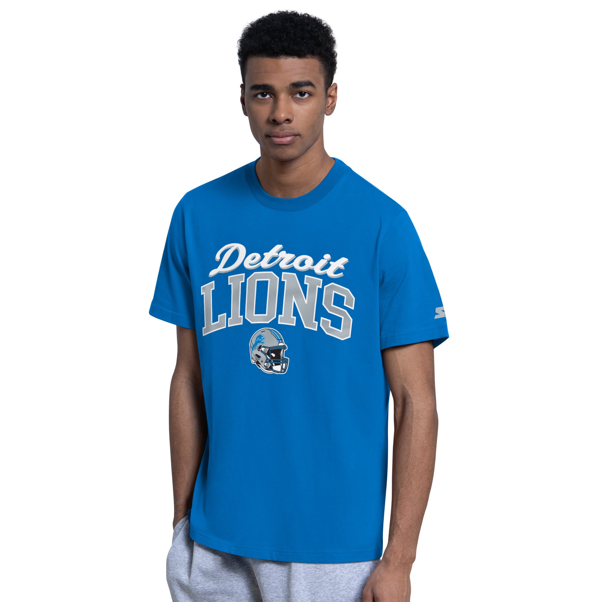 Men's Starter Blue Detroit Lions Logo T-Shirt & Hoodie Set