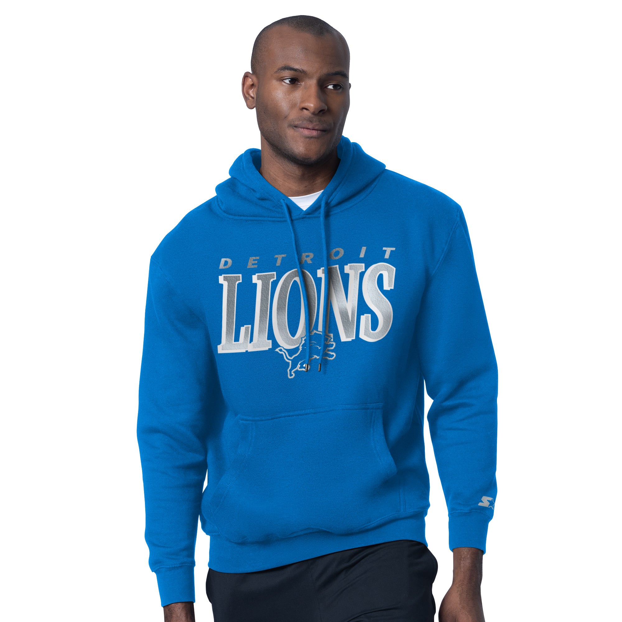 Men's Starter Blue Detroit Lions Logo T-Shirt & Hoodie Set