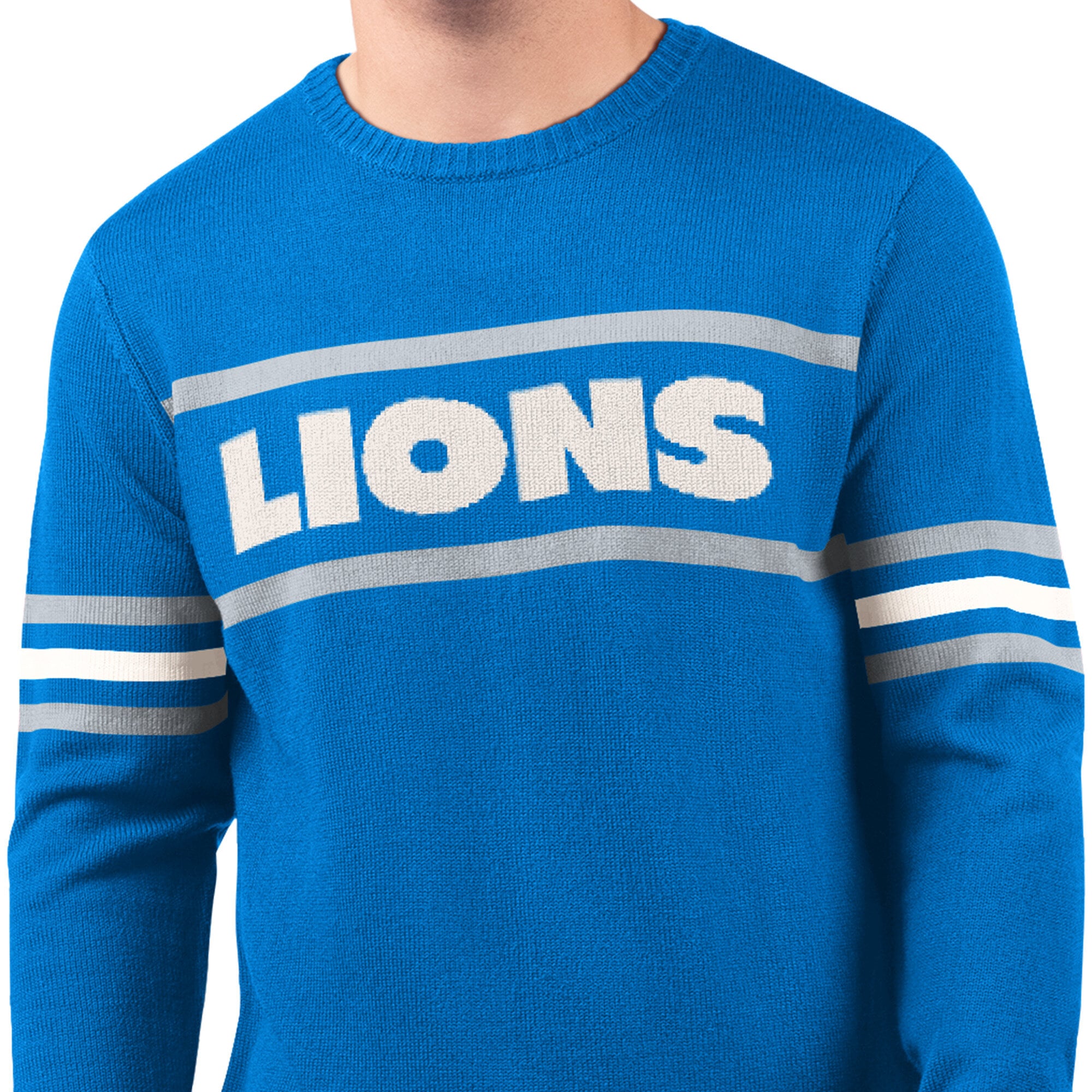 Pull de joueur des Lions Détroit bleu Starter pour homme