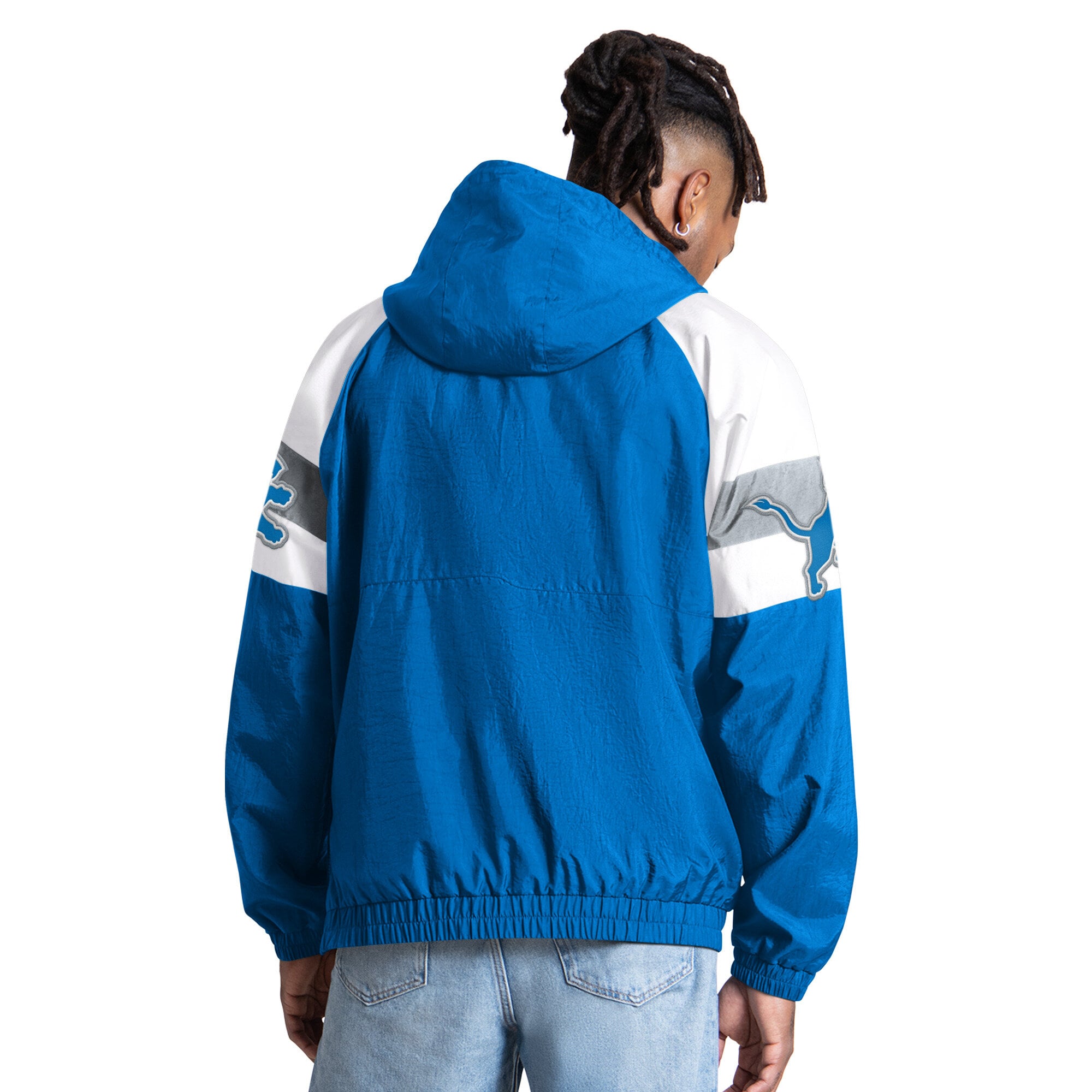 Veste Starter bleue Detroit Lions Street Cut à demi-zip pour homme