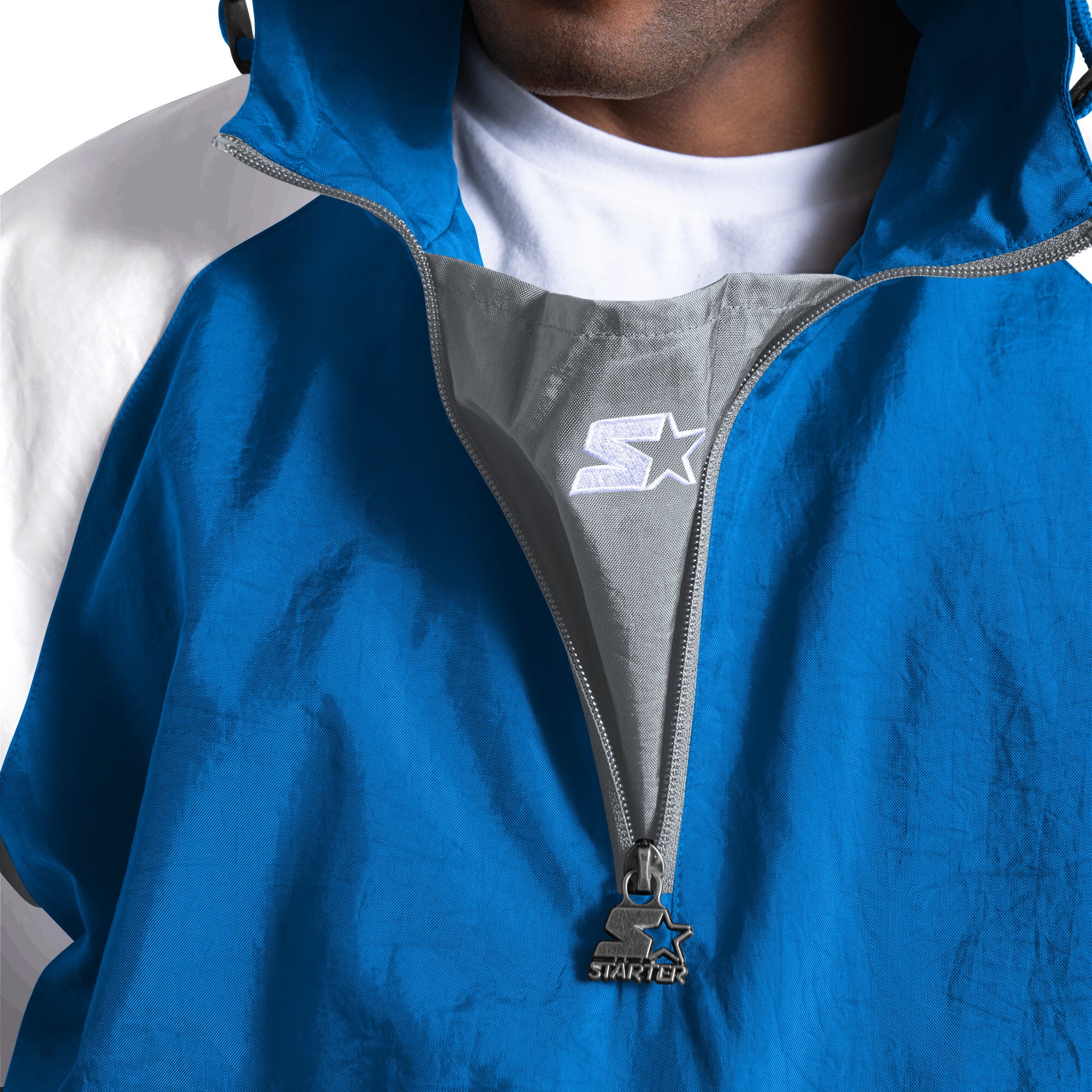 Veste Starter bleue Detroit Lions Street Cut à demi-zip pour homme