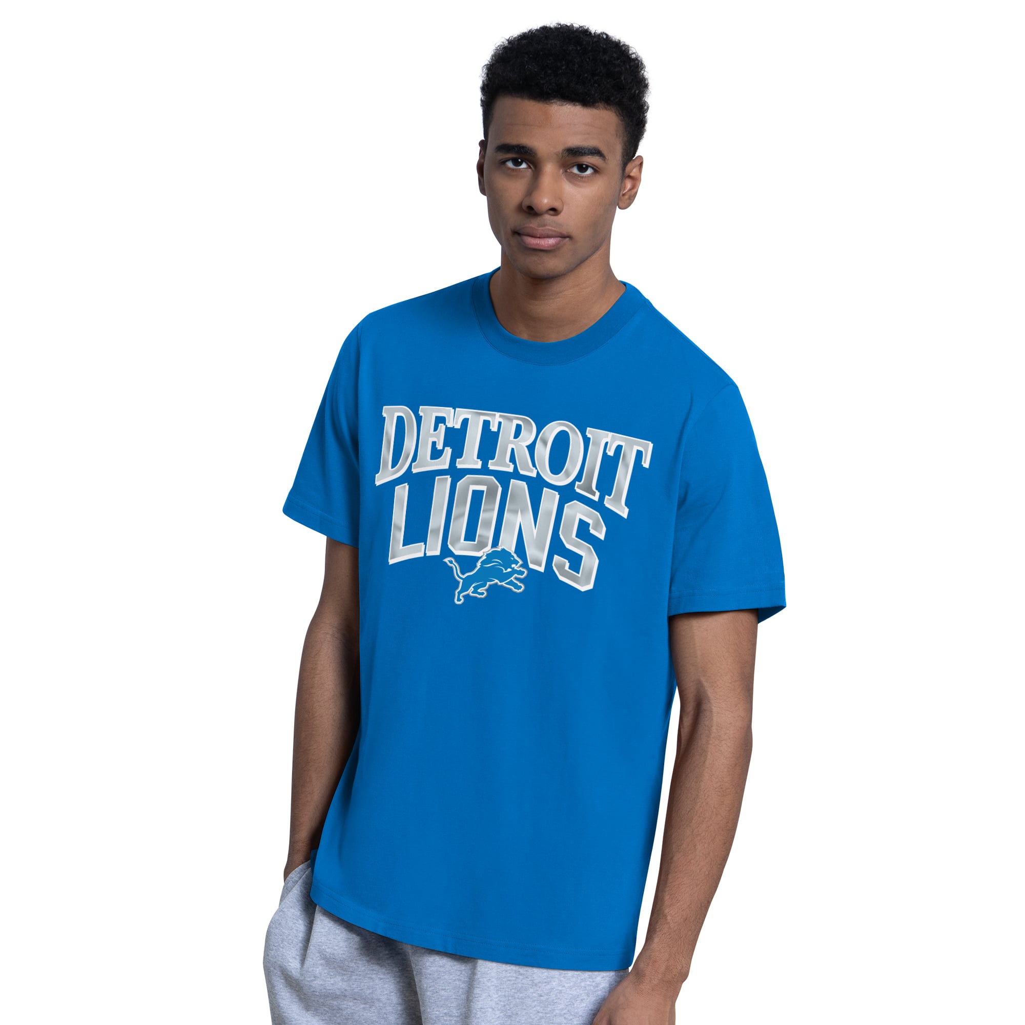 Ensemble de deux t-shirts à logo Detroit Lions bleu/gris chiné pour homme