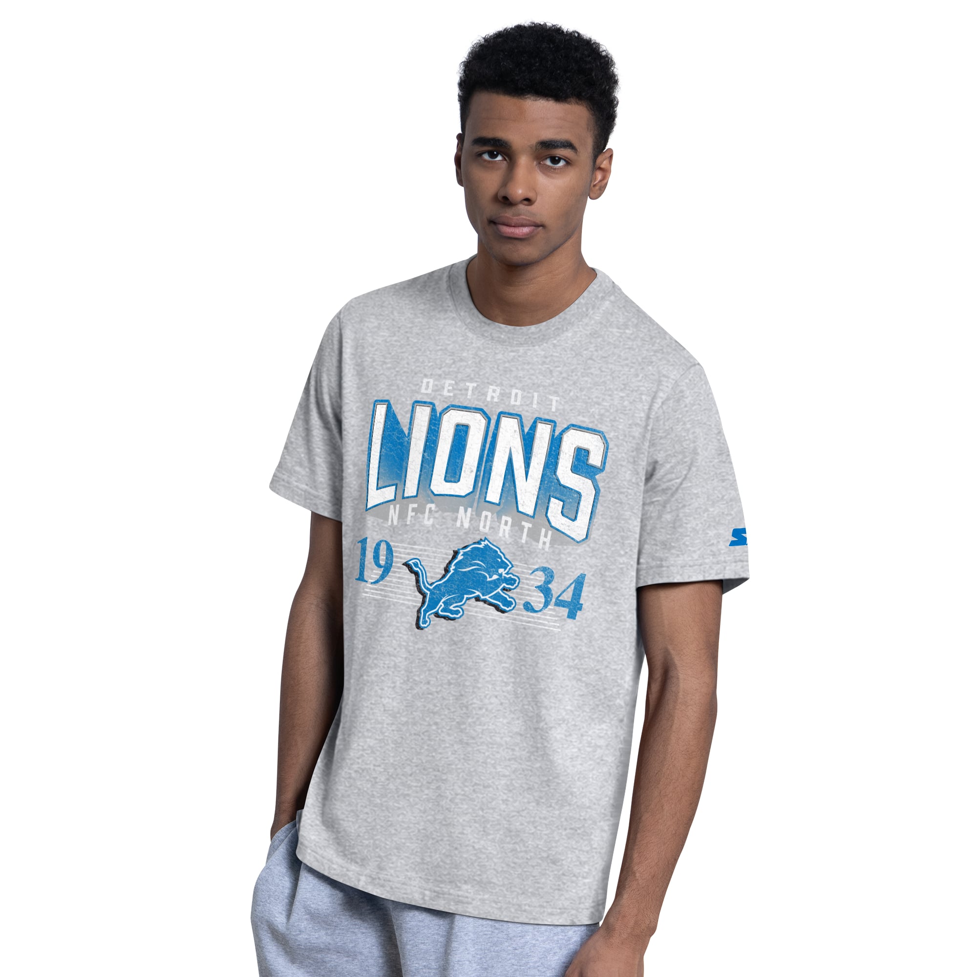 Ensemble de deux t-shirts à logo Detroit Lions bleu/gris chiné pour homme