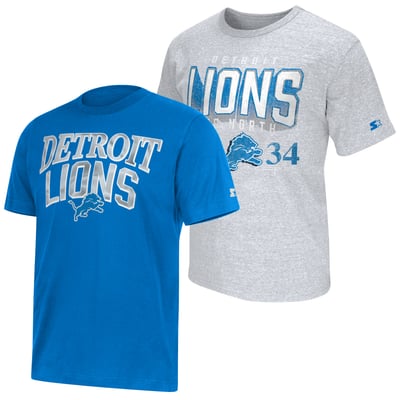  Detroit Lions Starter Two-Pack Logo T-Shirt Set - Blue/Heather Gray
