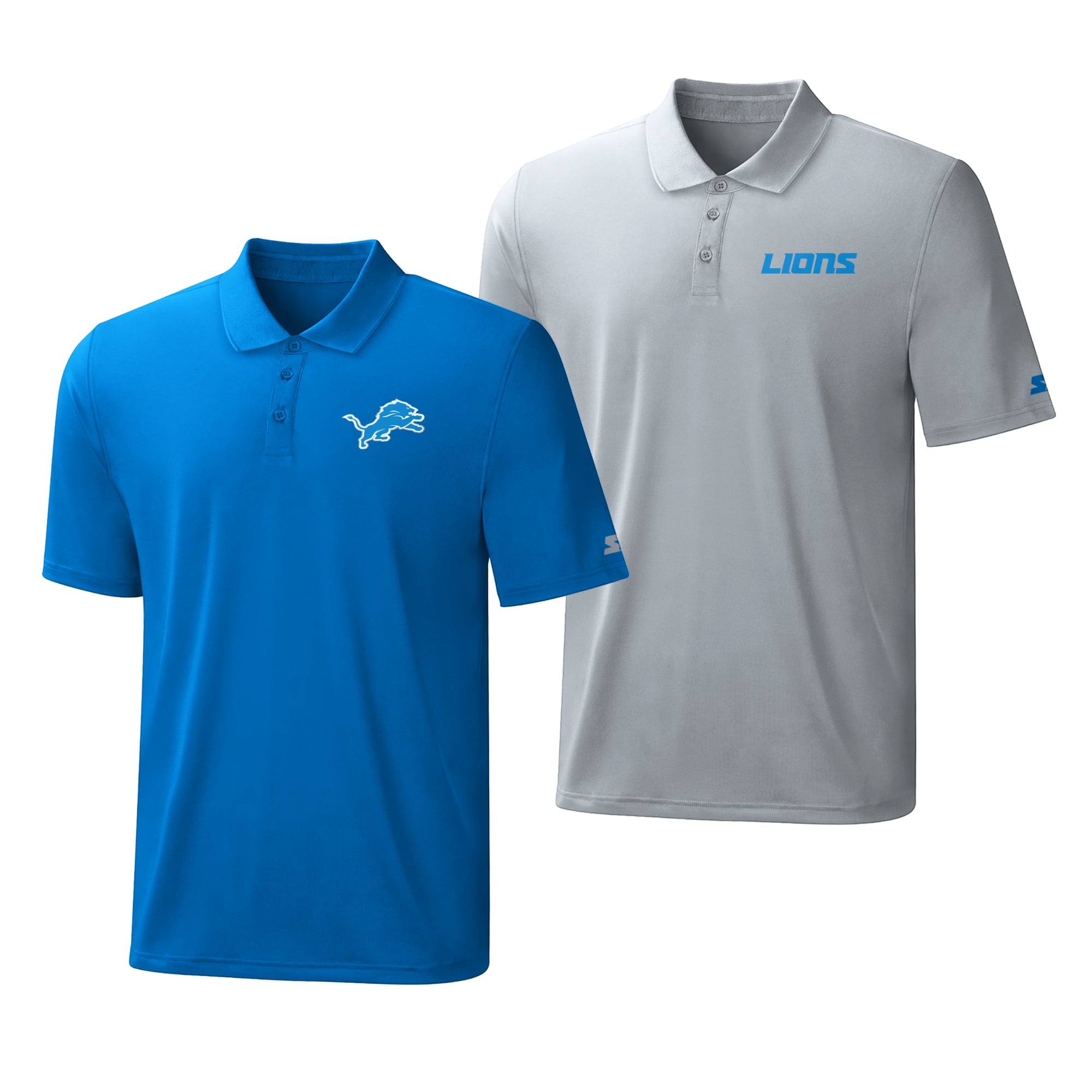 Ensemble de deux polos à logo Detroit Lions bleu/argent pour homme (Starter).