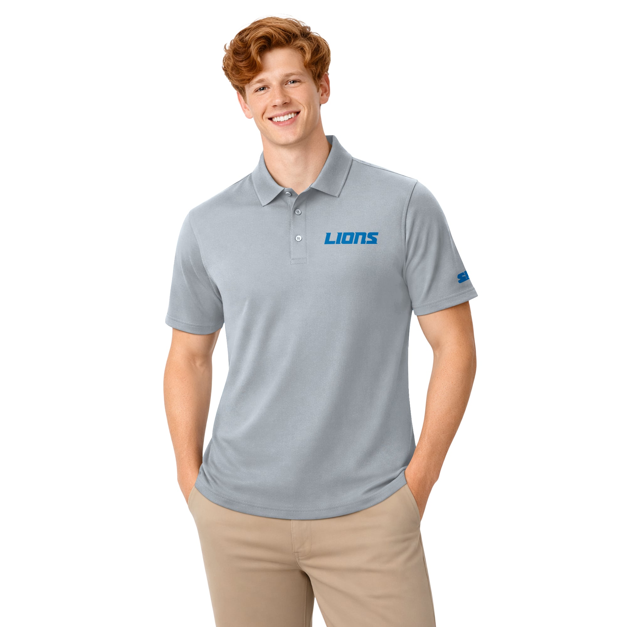 Ensemble de deux polos à logo Detroit Lions bleu/argent pour homme (Starter).