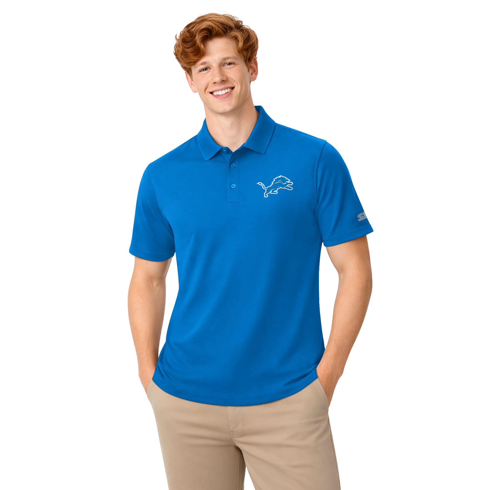 Ensemble de deux polos à logo Detroit Lions bleu/argent pour homme (Starter).