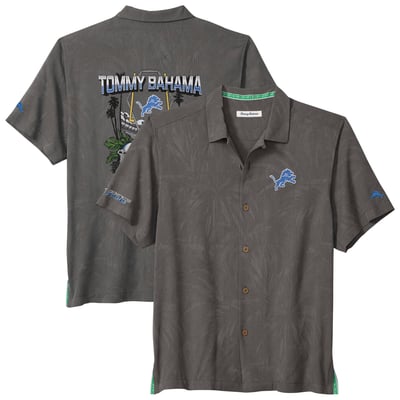  Detroit Lions Tommy Bahama Endzone Paradise IslandZone Button-Up Shirt - Gray