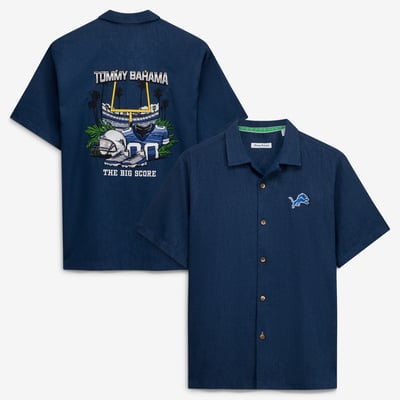  Detroit Lions Tommy Bahama Endzone Paradise IslandZone Button-Up Shirt - Navy