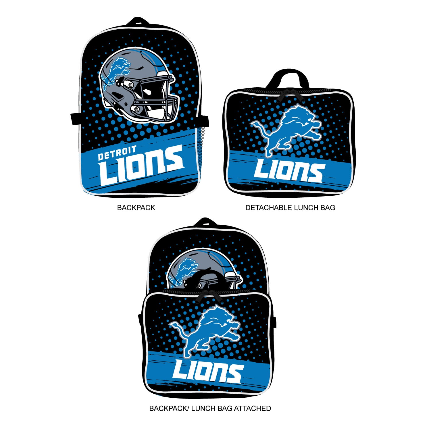 MOJO Detroit Lions Backpack & Lunch Box 2-Piece Set