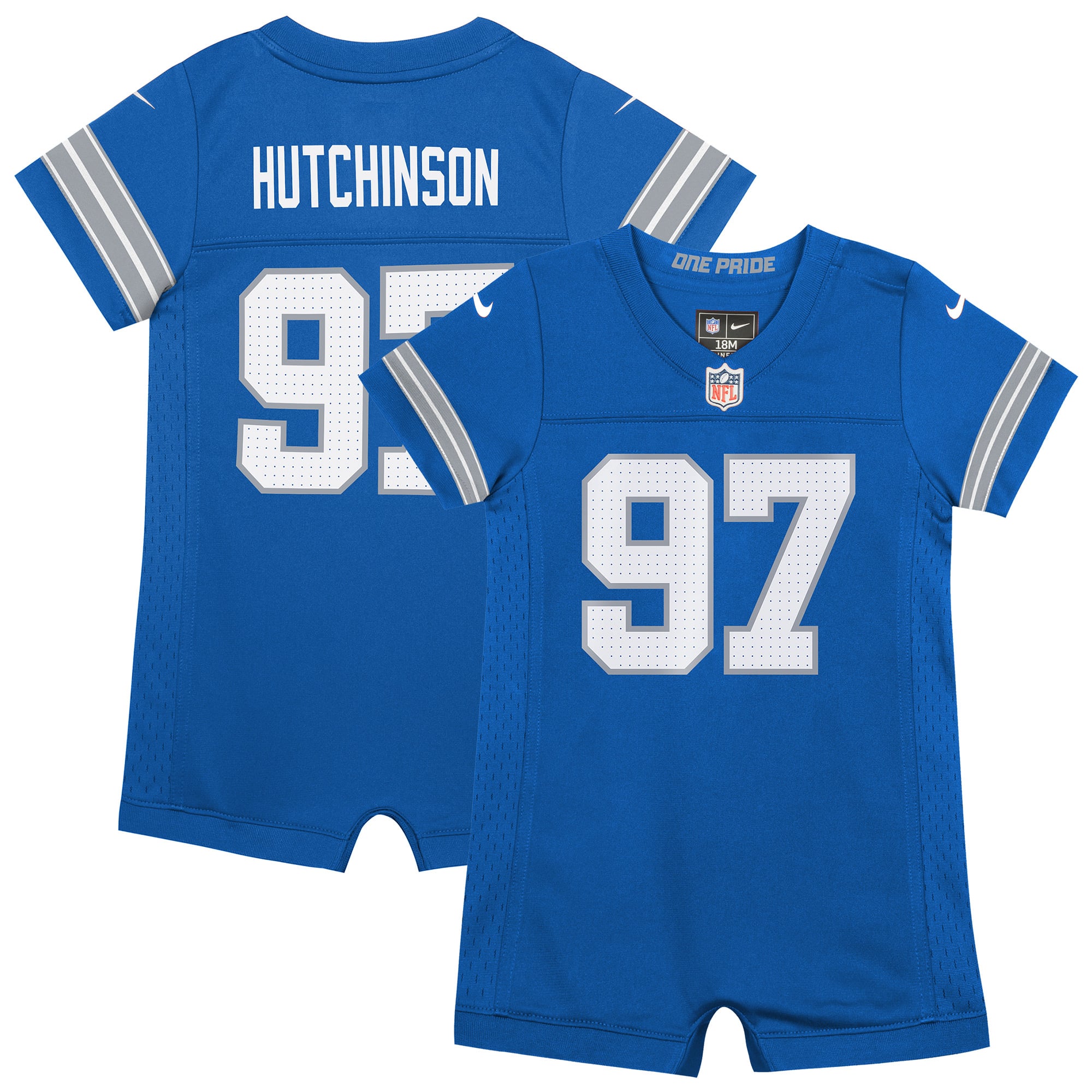 Newborn Nike Aidan Hutchinson Blue Detroit Lions Romper Game Jersey