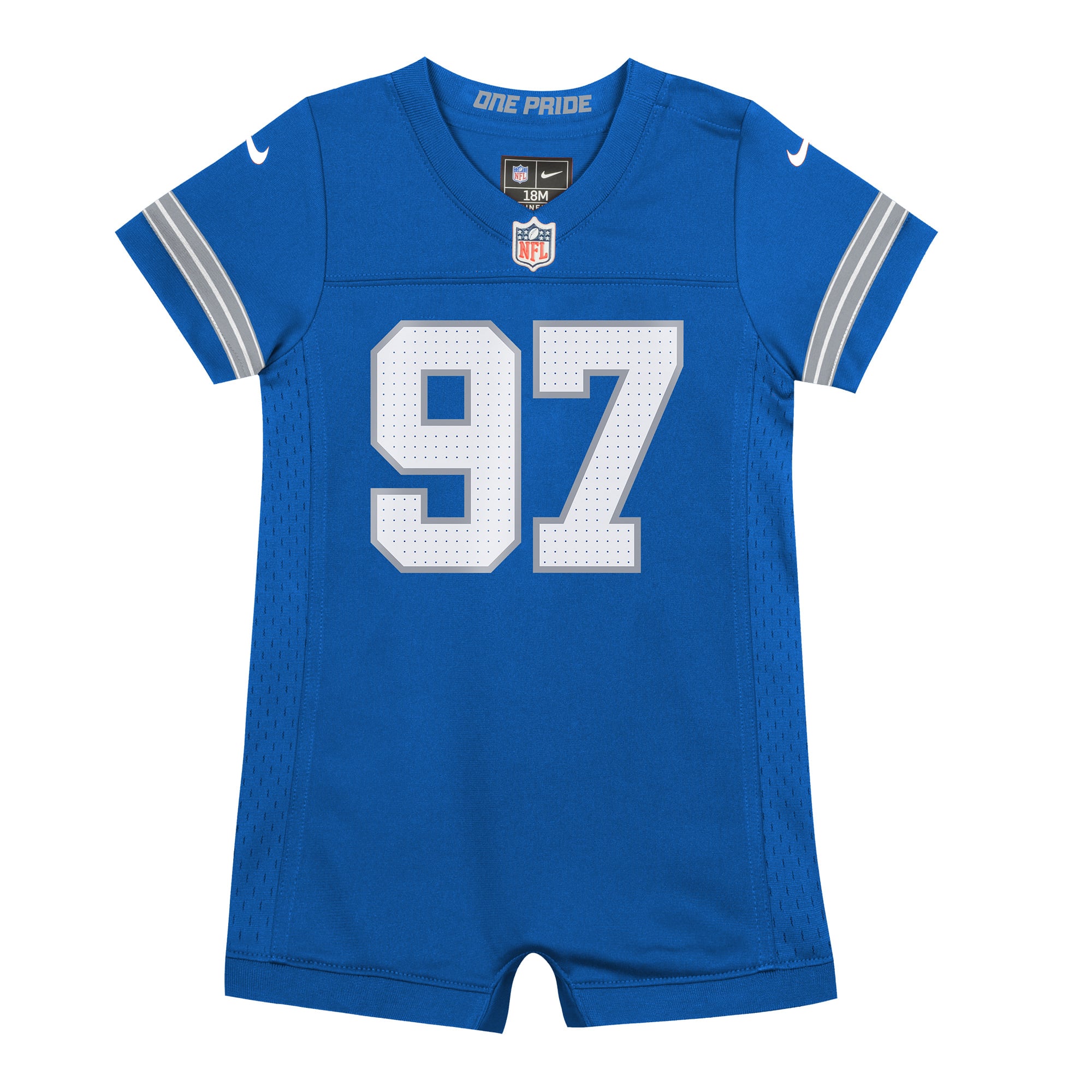 Newborn Nike Aidan Hutchinson Blue Detroit Lions Romper Game Jersey