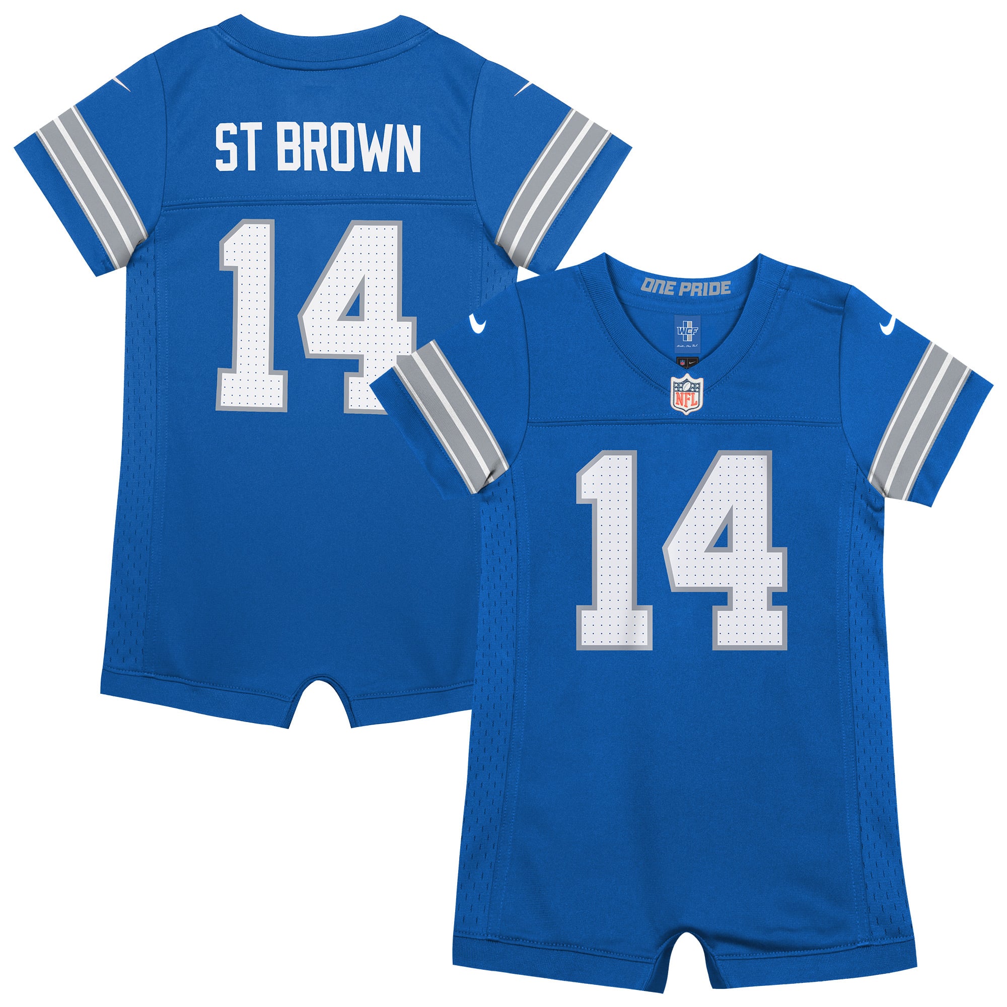 Newborn Nike Amon-Ra St. Brown Blue Detroit Lions Romper Game Jersey