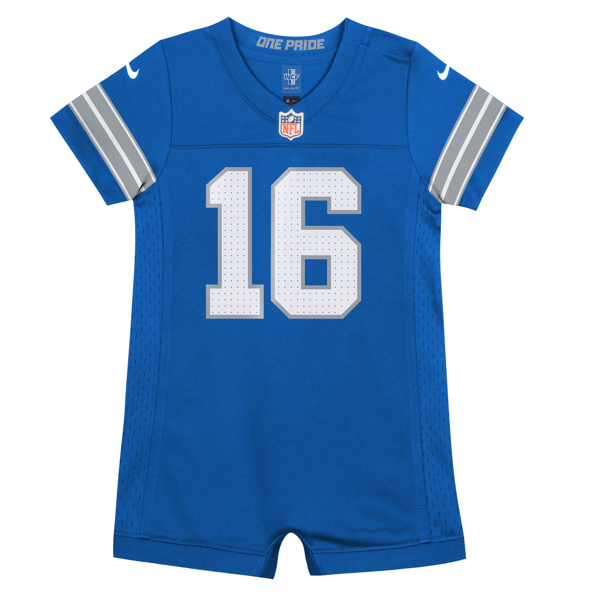 Newborn Nike Jared Goff Blue Detroit Lions Romper Game Jersey