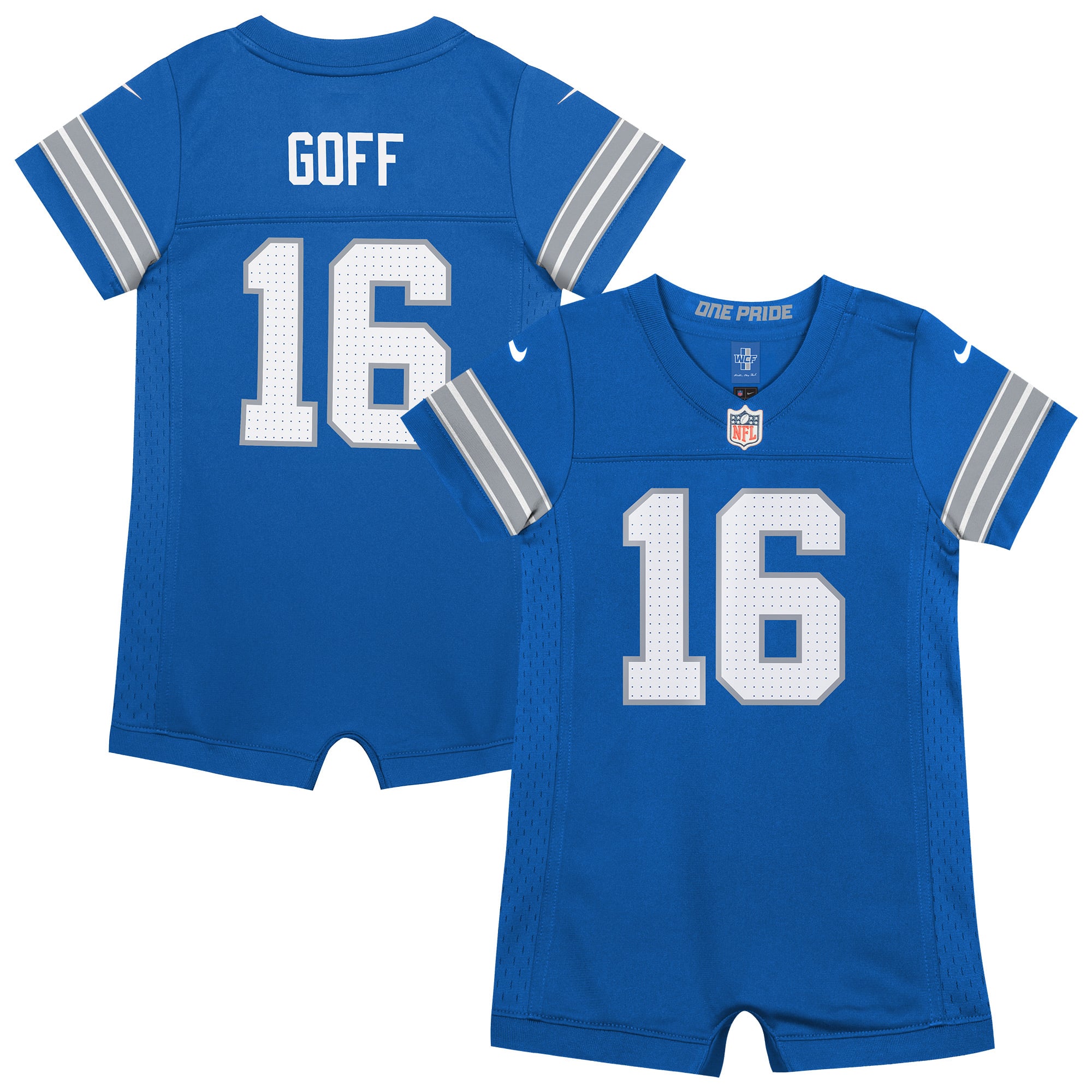 Newborn Nike Jared Goff Blue Detroit Lions Romper Game Jersey