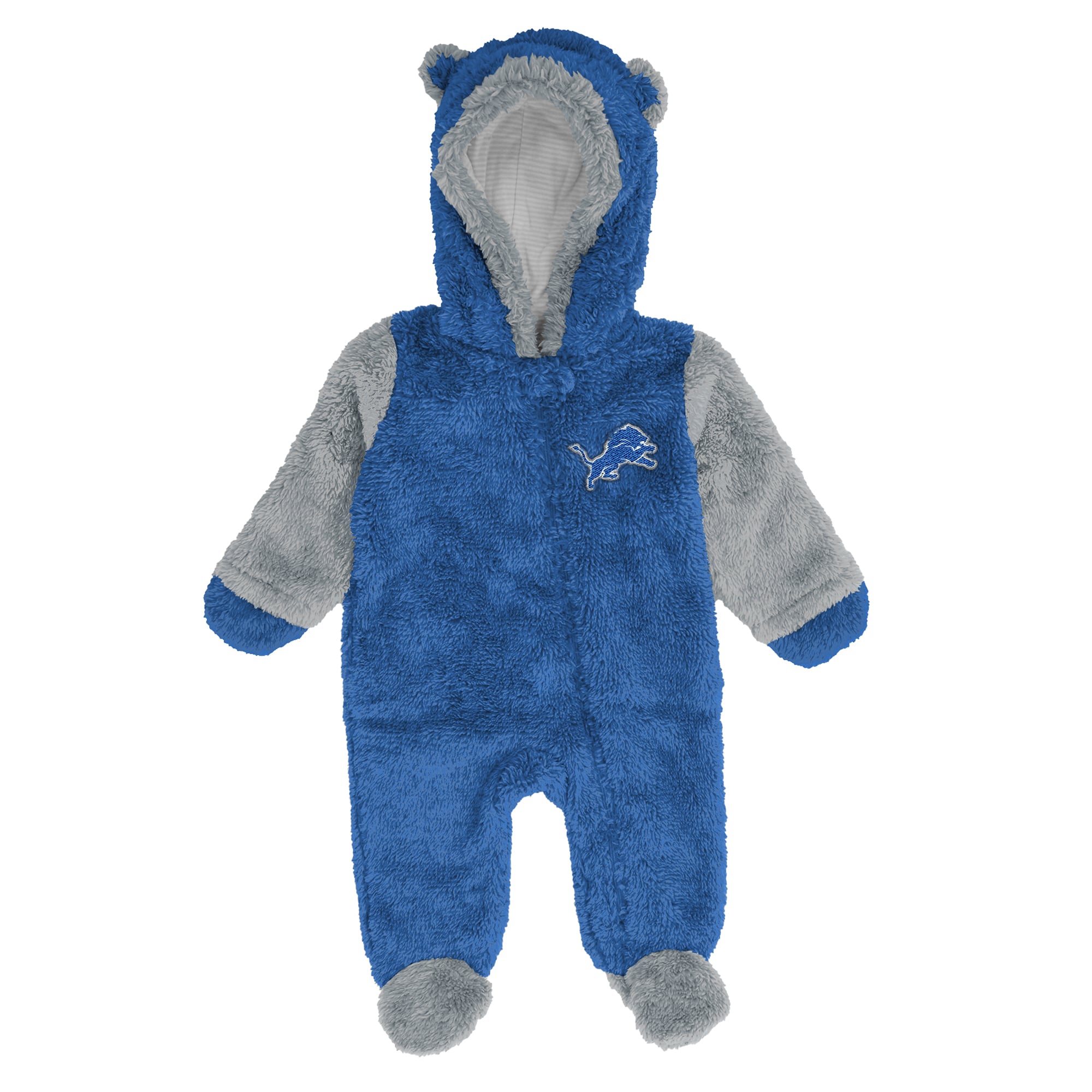 Newborn Outerstuff Blue Detroit Lions Teddy Fleece Bunting Full-Zip Sleeper
