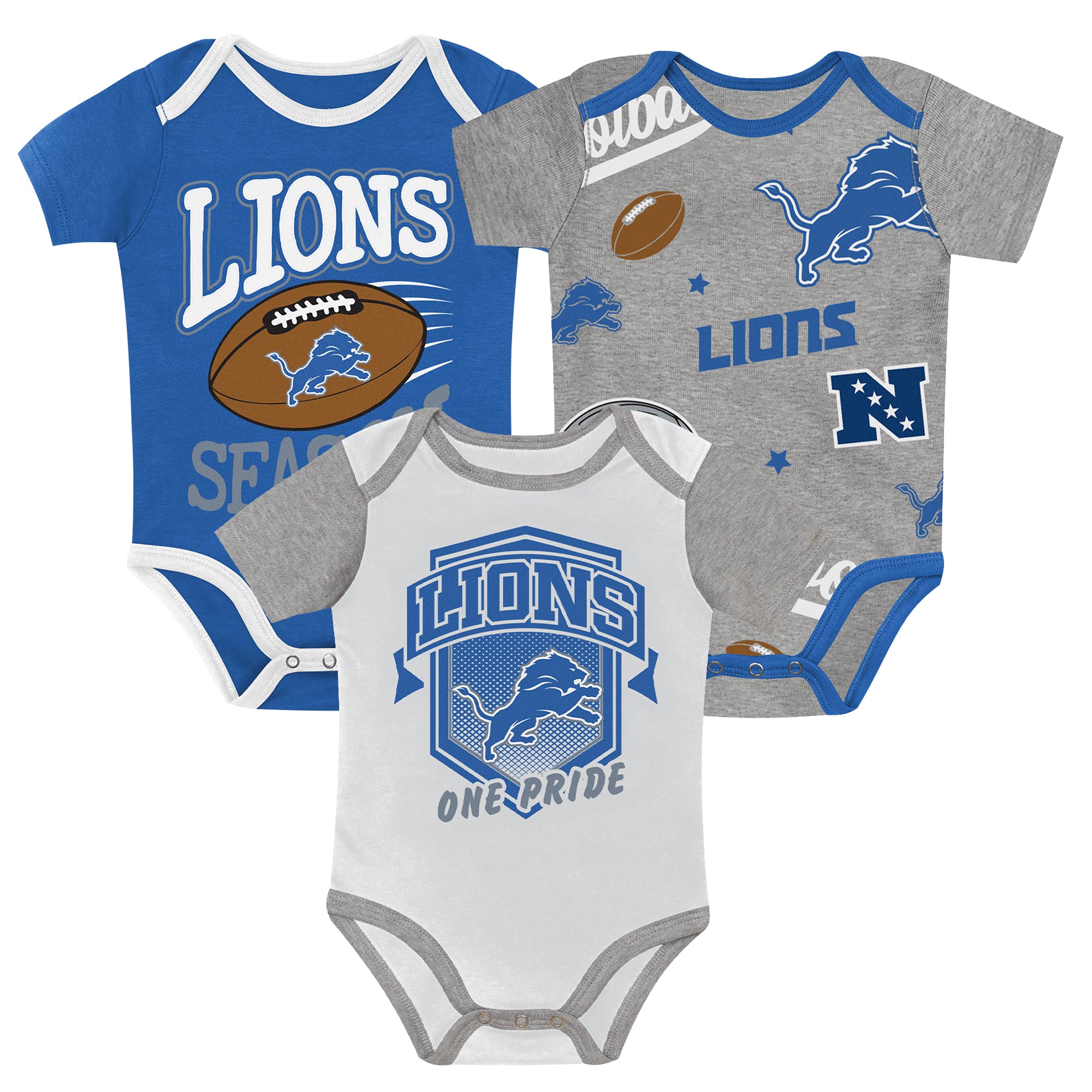 Ensemble de body trois pièces pour nouveau-né Outerstuff Detroit Lions, premier choix la ronde