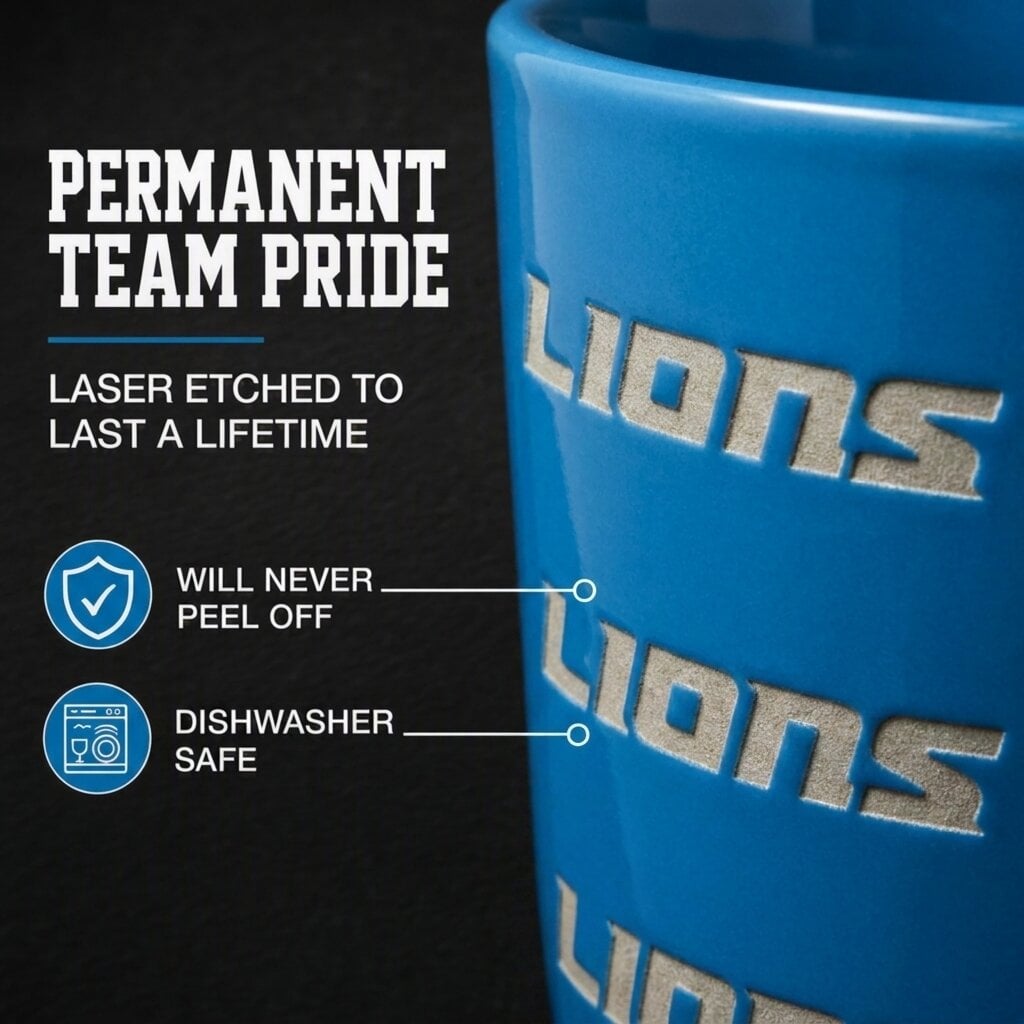 Mug Pegasus Detroit Lions 17 oz, logo ton sur ton, finition sablée