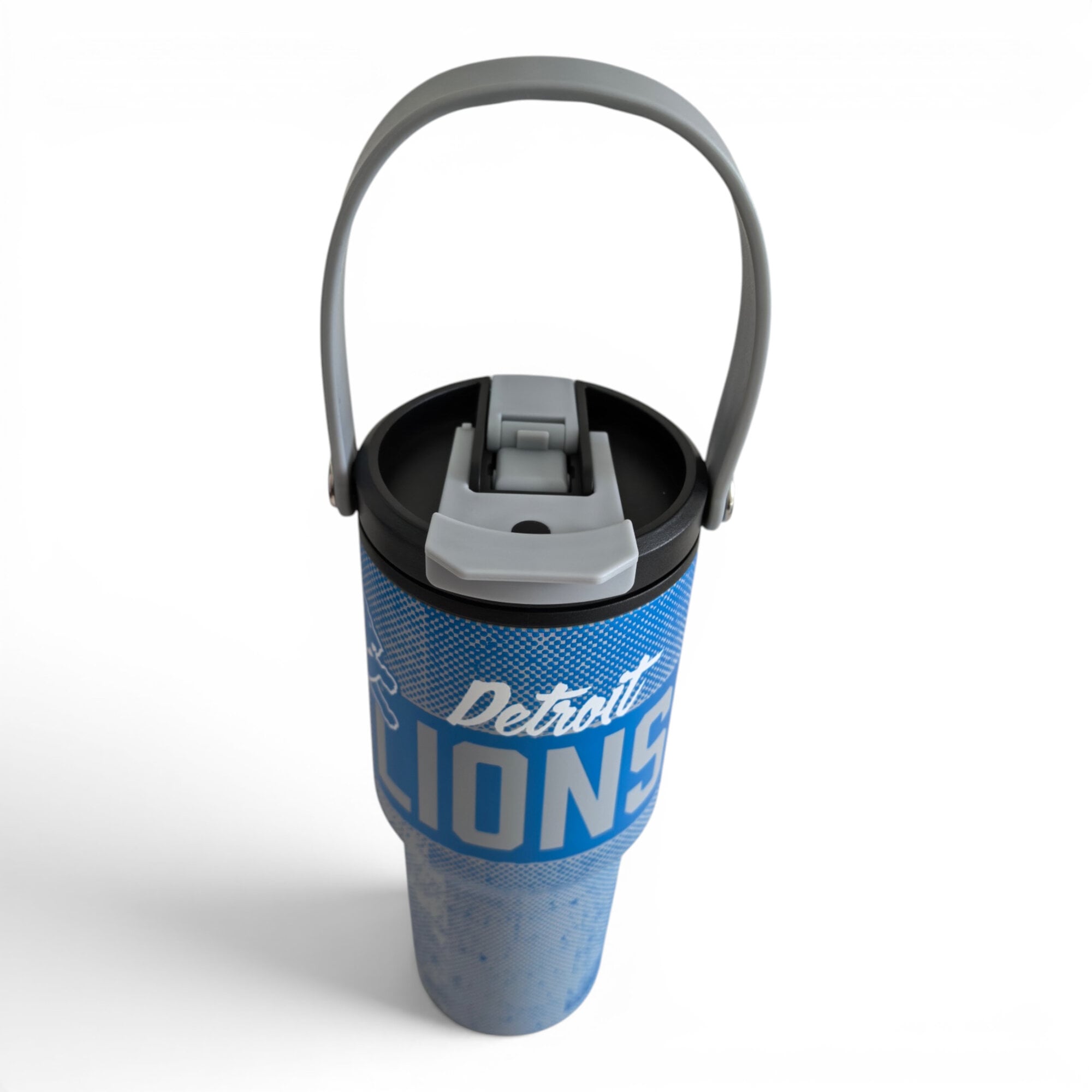 Gourde Pegasus Detroit Lions 710 ml (24 oz) en acier inoxydable à double bouchon et motif dégradé moucheté