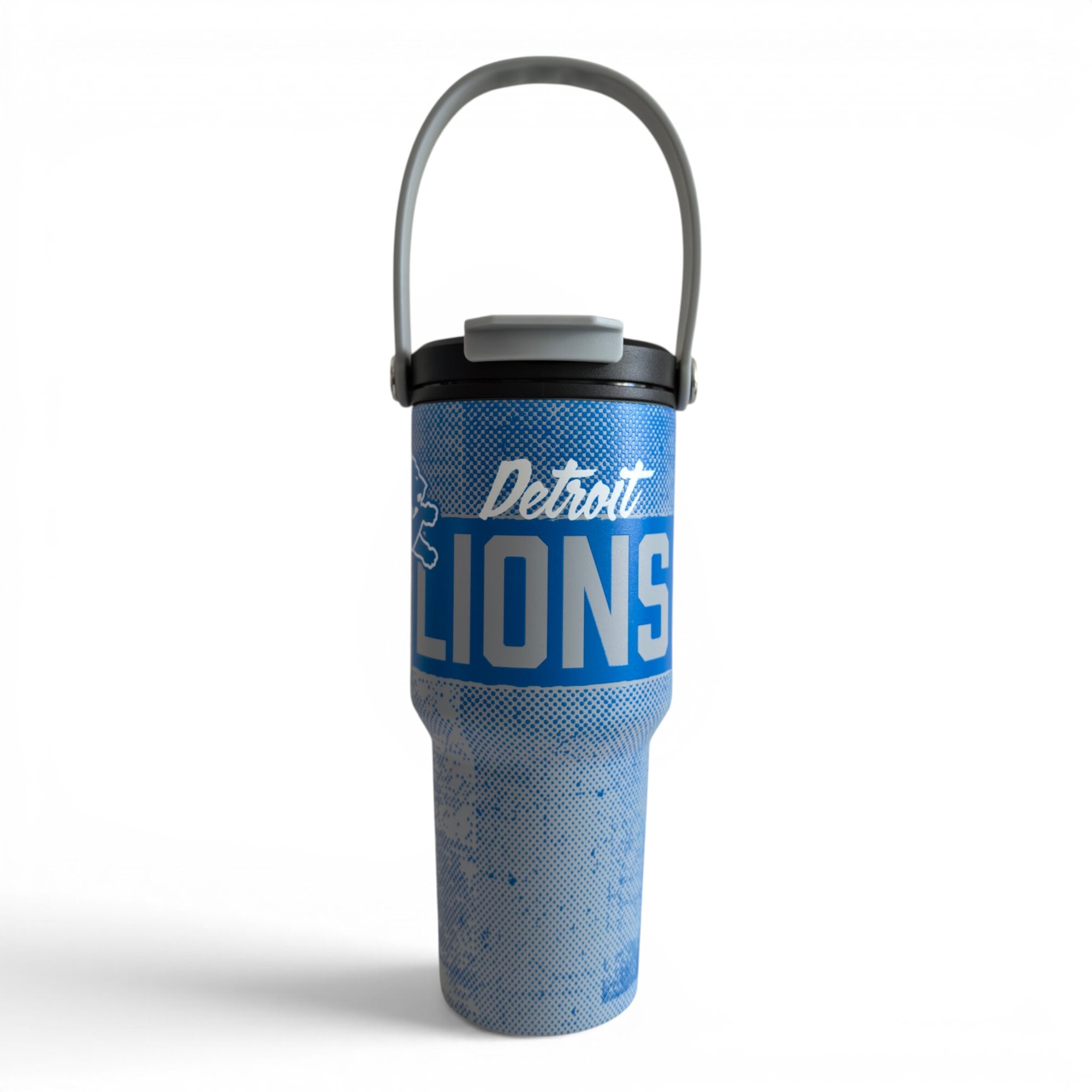 Gourde Pegasus Detroit Lions 710 ml (24 oz) en acier inoxydable à double bouchon et motif dégradé moucheté