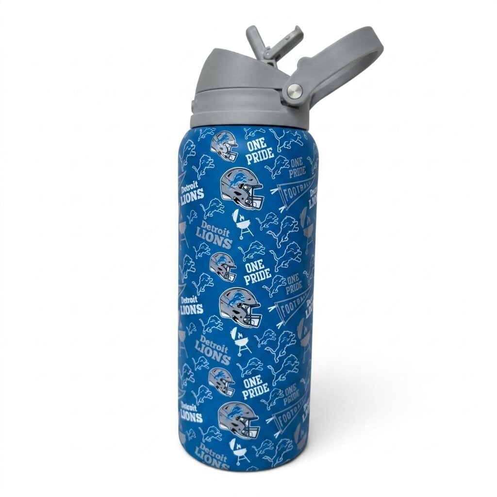 Gourde Pegasus Detroit Lions 32 oz, fanion de match, en acier inoxydable ProPress