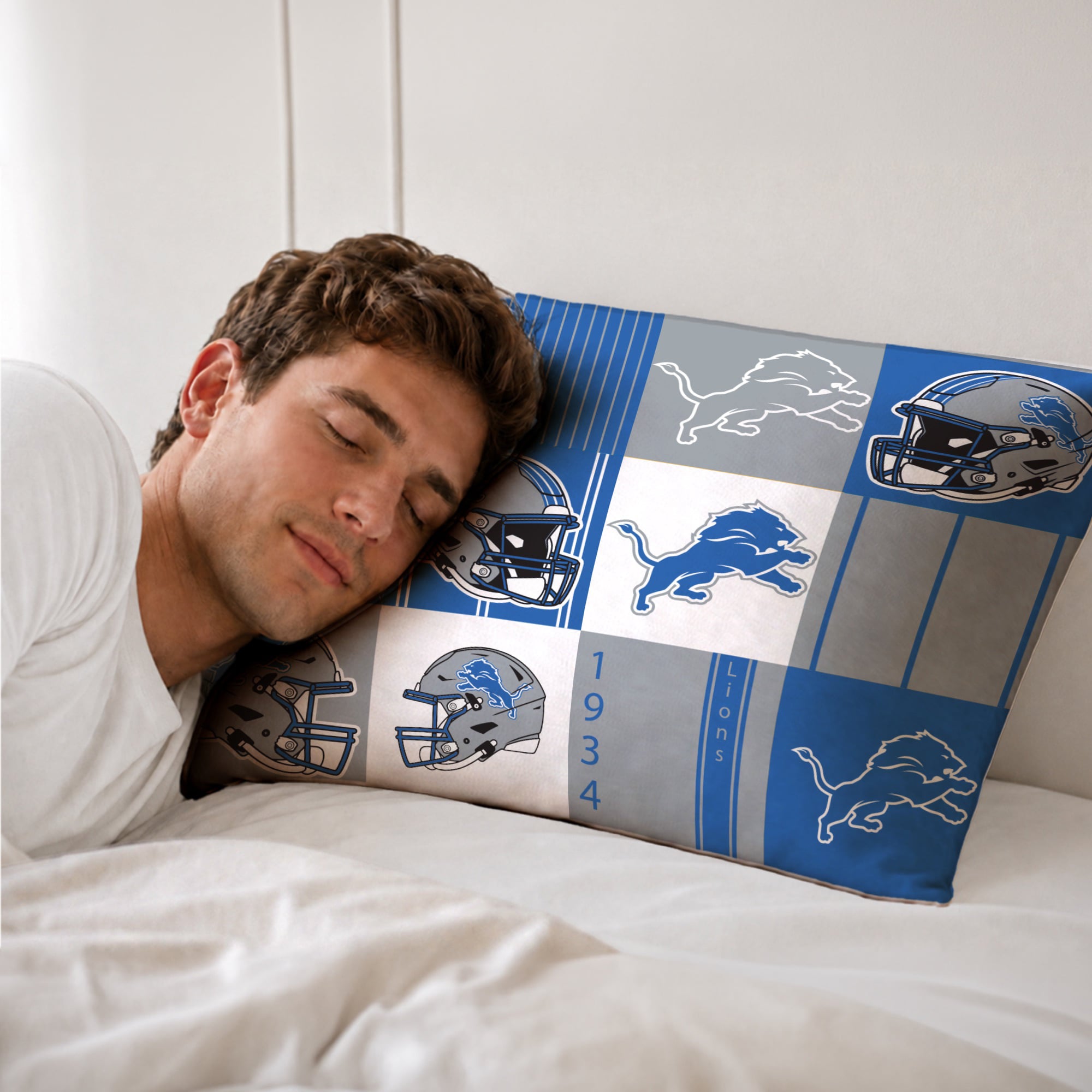 Ensemble de literie deux pièces Pegasus Detroit Lions Patchwork Plaid Twin/Twin XL