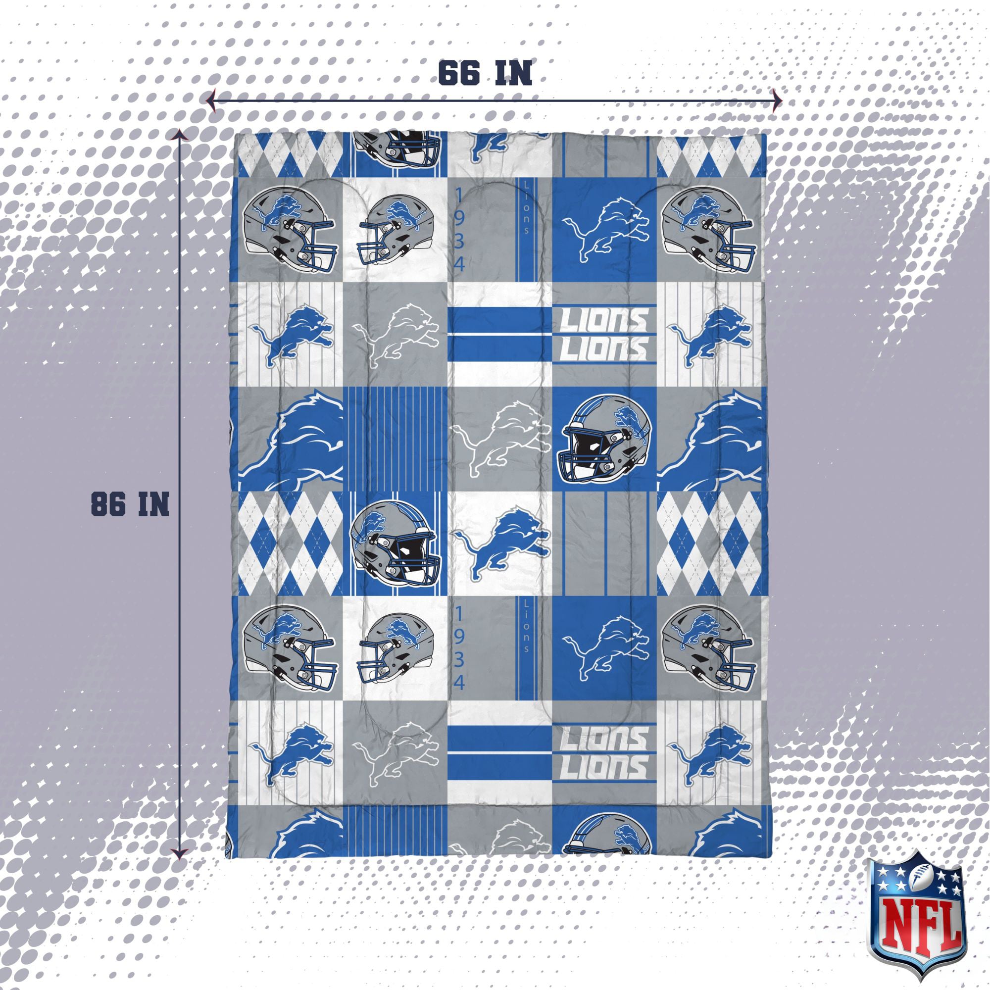 Ensemble de literie deux pièces Pegasus Detroit Lions Patchwork Plaid Twin/Twin XL